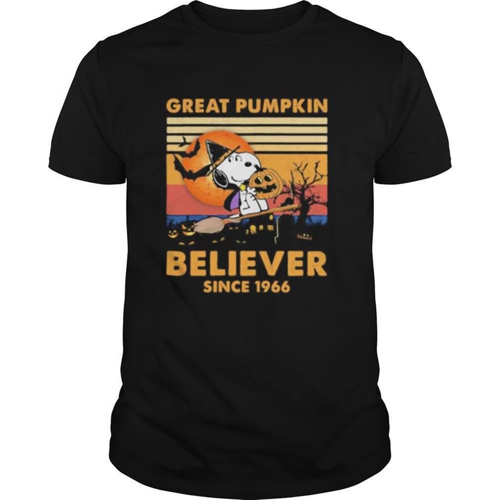 Halloween Snoopy Witch Great Pumpkin Believer Since 1966 Vintage Retro Shirt