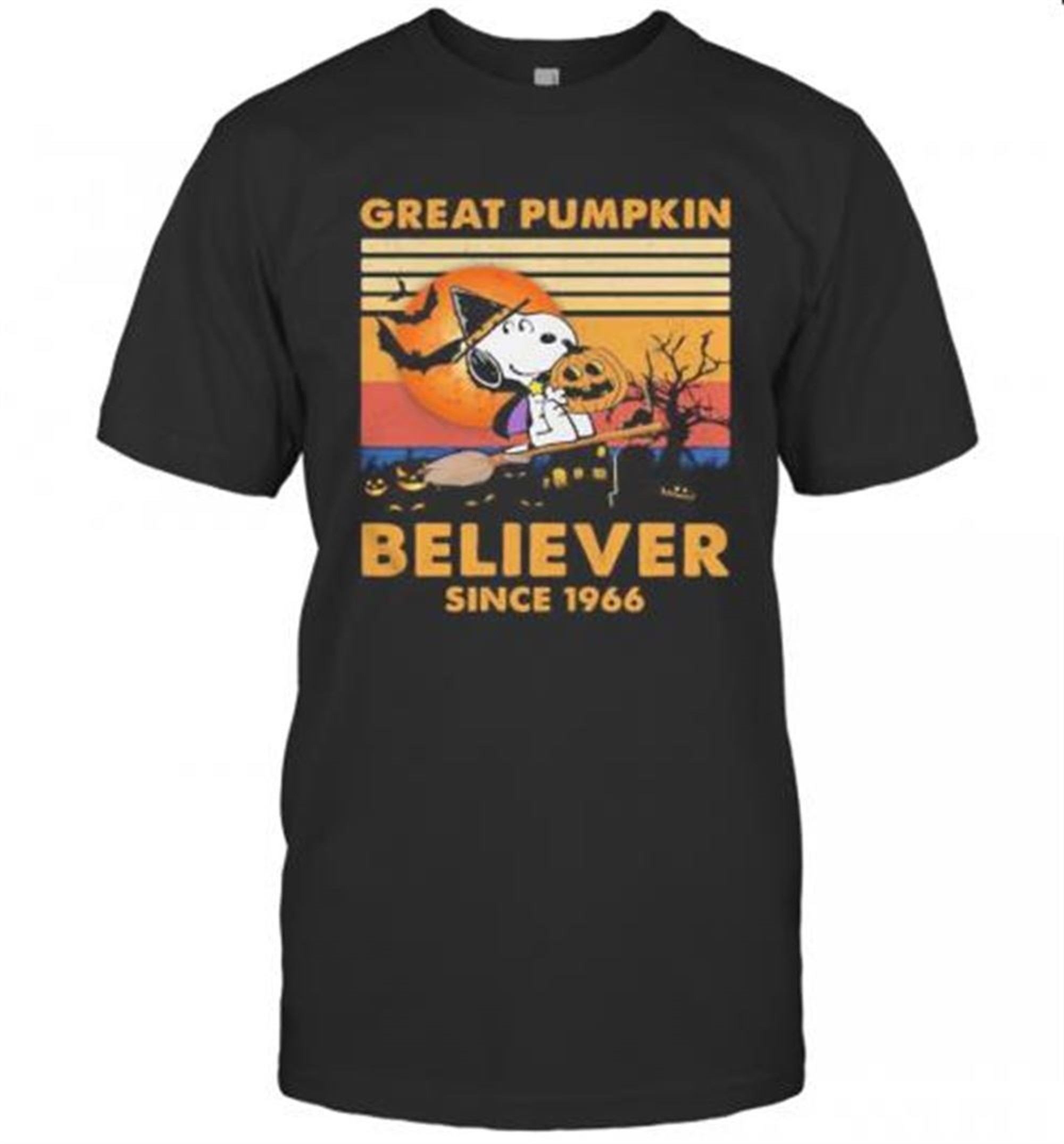 Halloween Snoopy Witch Great Pumpkin Believer Since 1966 Vintage Retro T-shirt