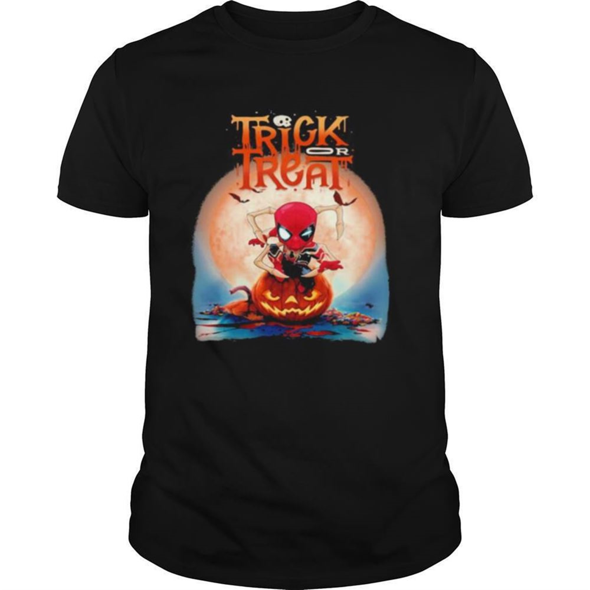 Halloween Spiderman Trick Or Treat Pumpkins Shirt