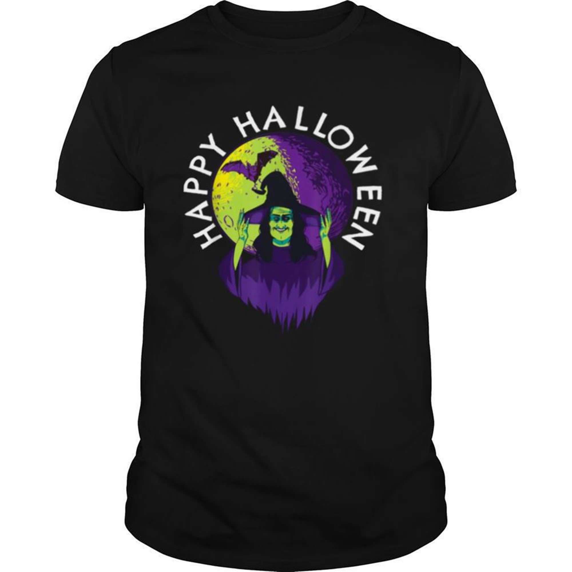 Halloween Spooky Witch And Vampire Bat In Full Moon Shirt