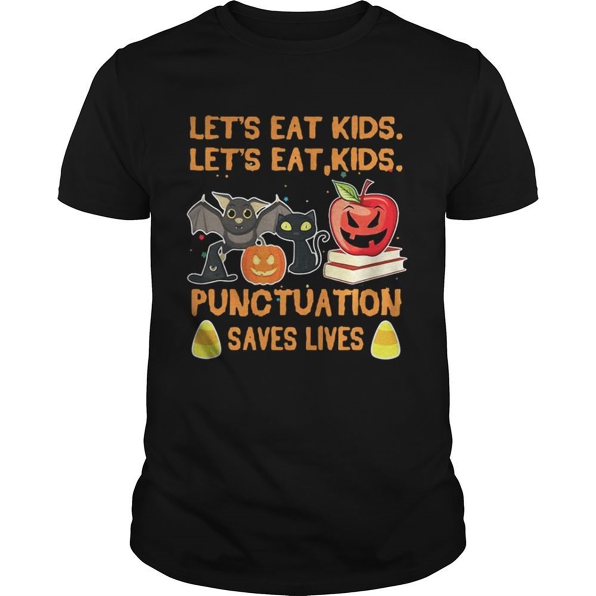 Halloween Teacher Lets Eat Kids Punctuation Saves Lives Shirt
