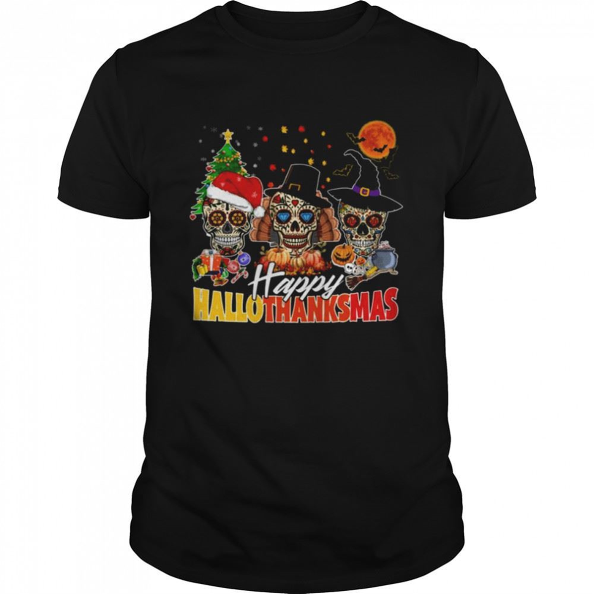 Halloween Thanksgiving Christmas Holidays Sugar Skull Shirt
