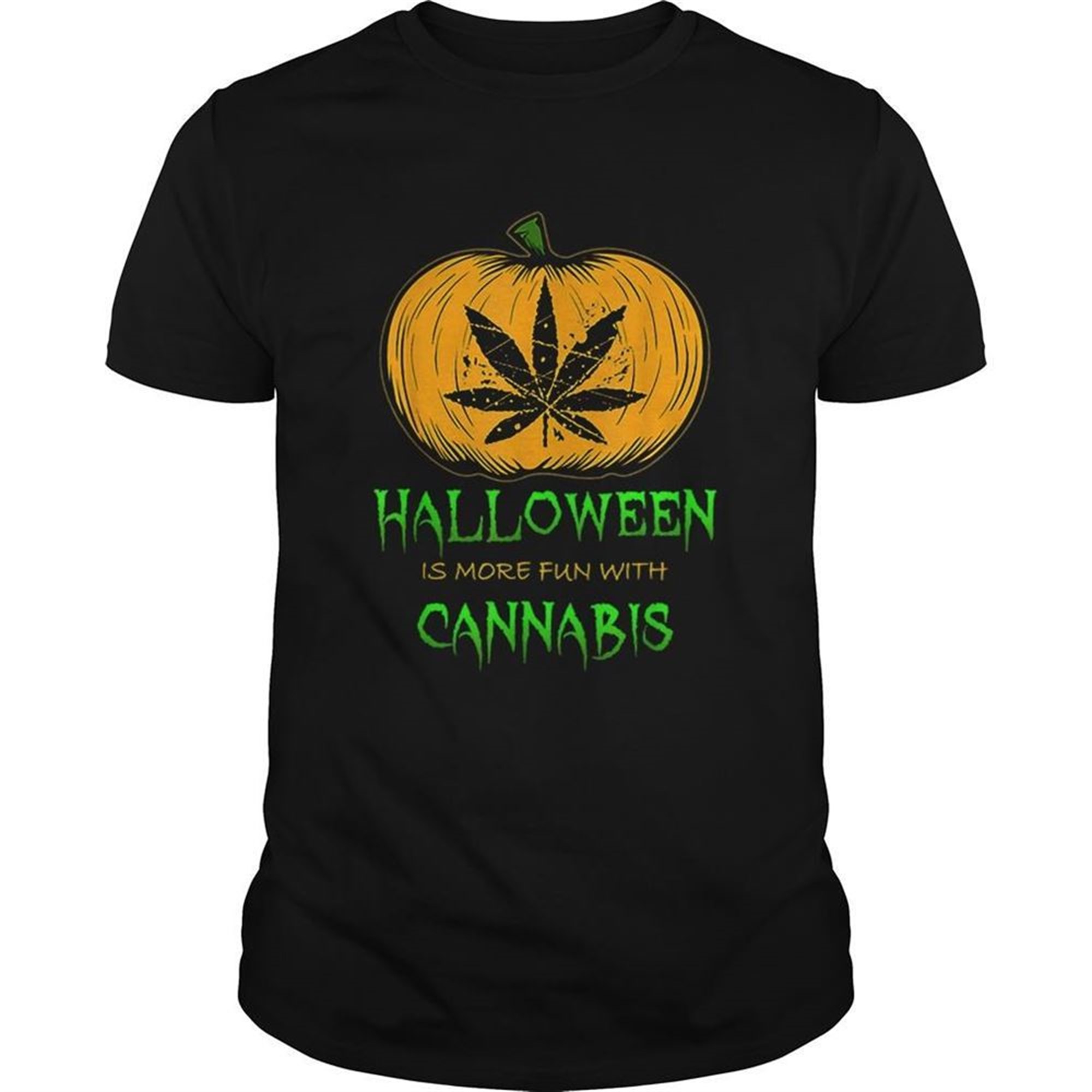 Halloween Thc 420 Pumpkin Carving Stoner Cannibus Smoking Shirt