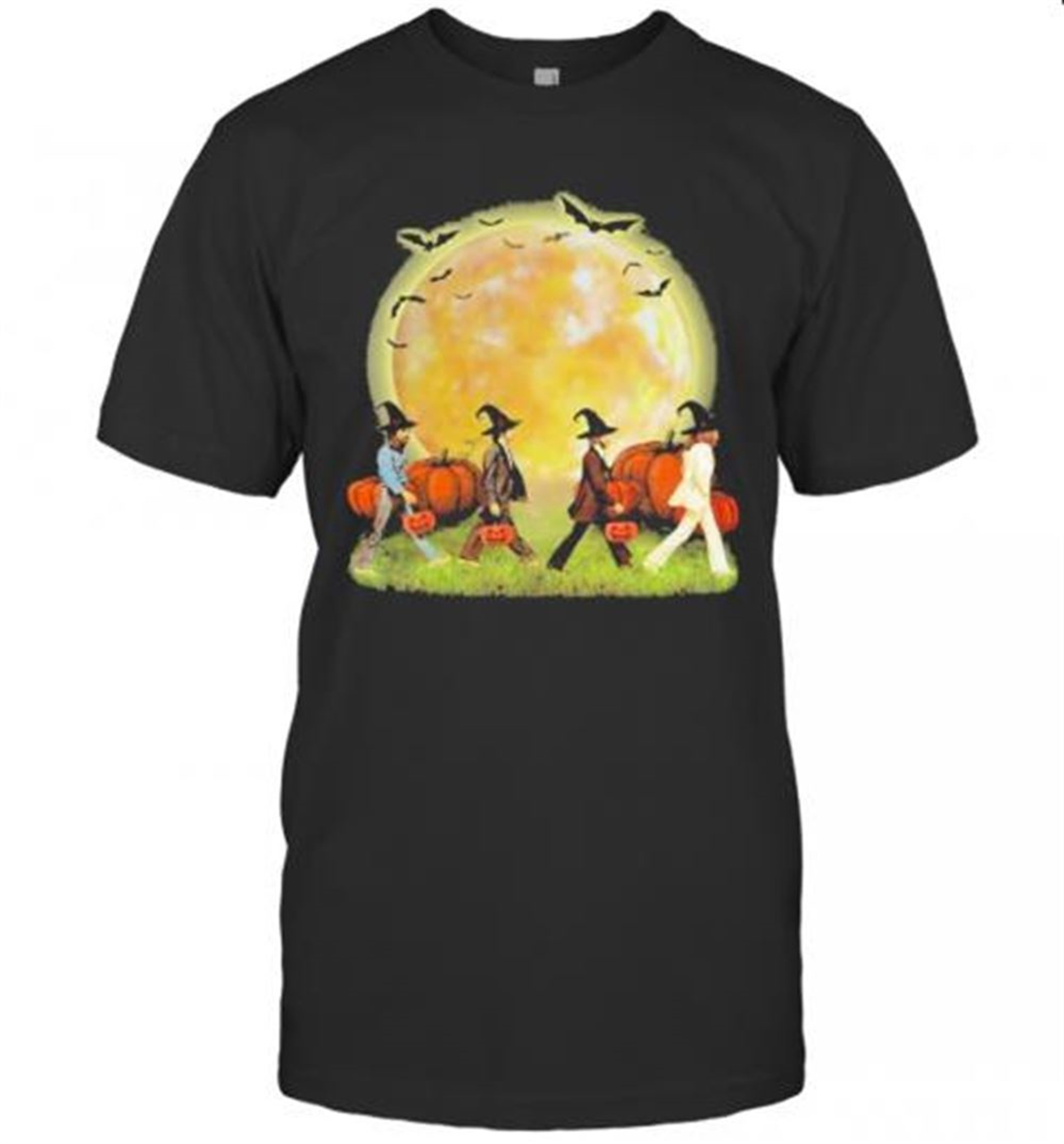 Halloween The Beatles Abbey Road Pumpkin Moon T-shirt