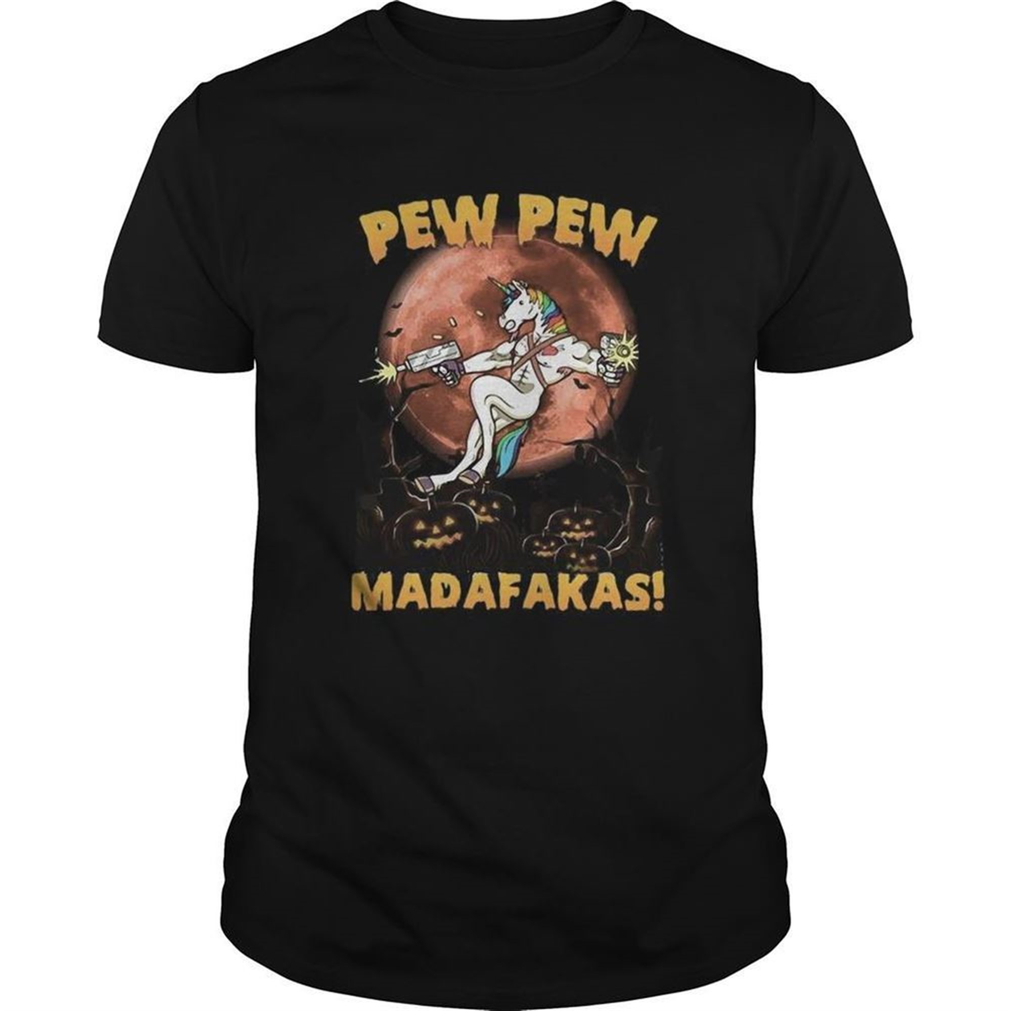 Halloween Unicorn Pew Pew Madafakas Blood Moon Shirt