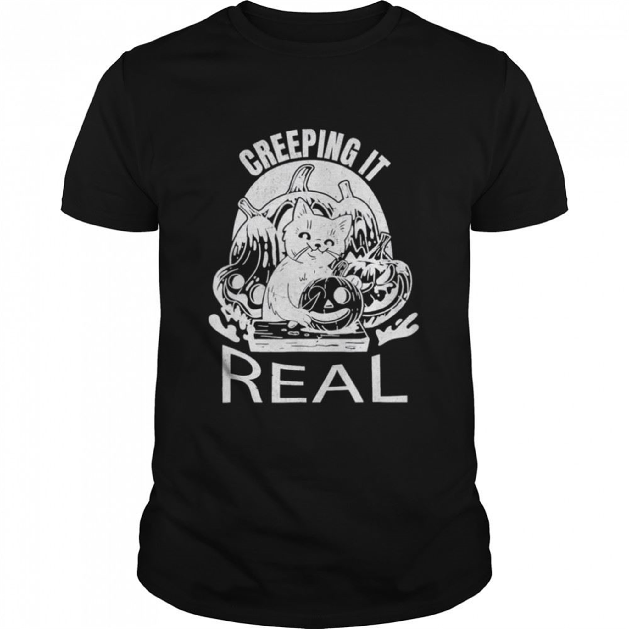 Halloween Witch Pumpkin Carving Cat T-shirt