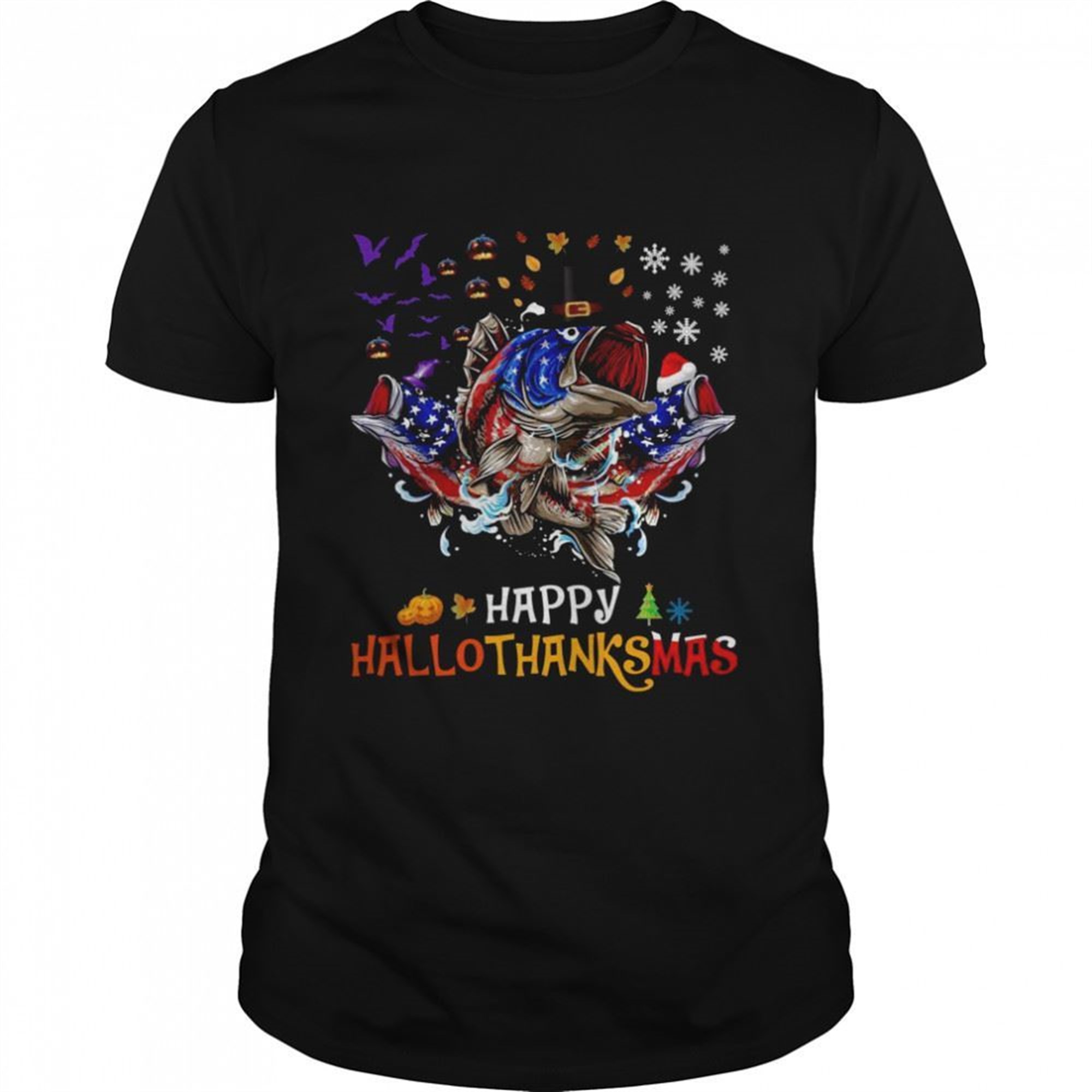 Happy Hallothanksmas Fish Fishing Halloween Thanksgiving Shirt