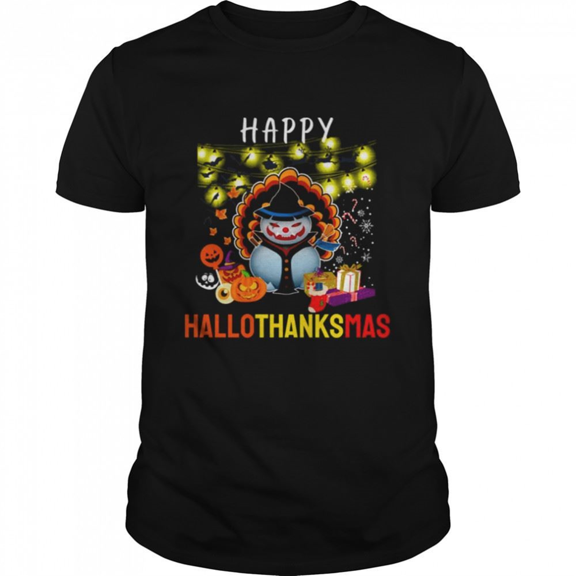 Happy Hallothanksmas Funny Halloween Thanksgiving Christmas Shirt