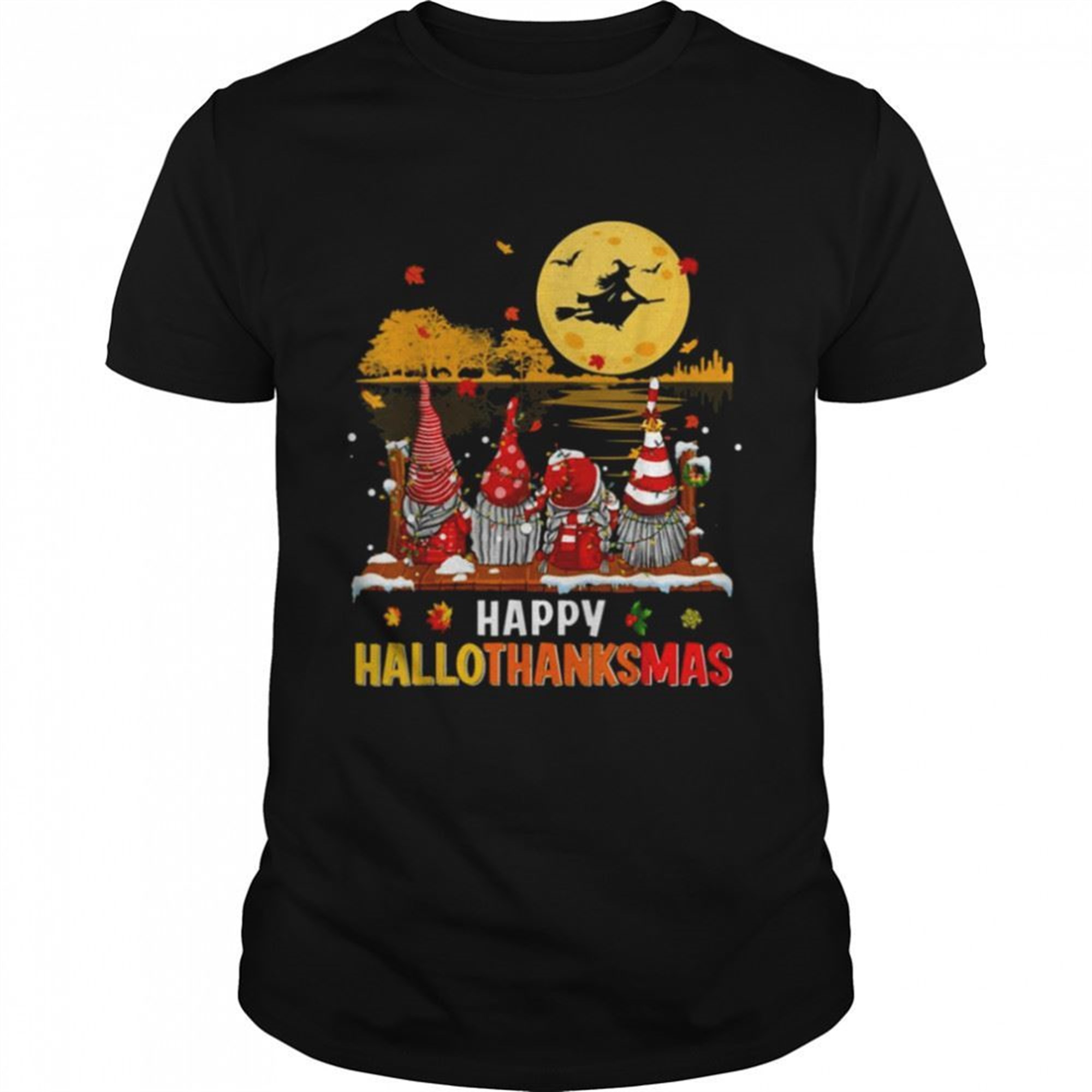 Happy Hallothanksmas Gnomes Halloween Christmas Thanksgiving Shirt