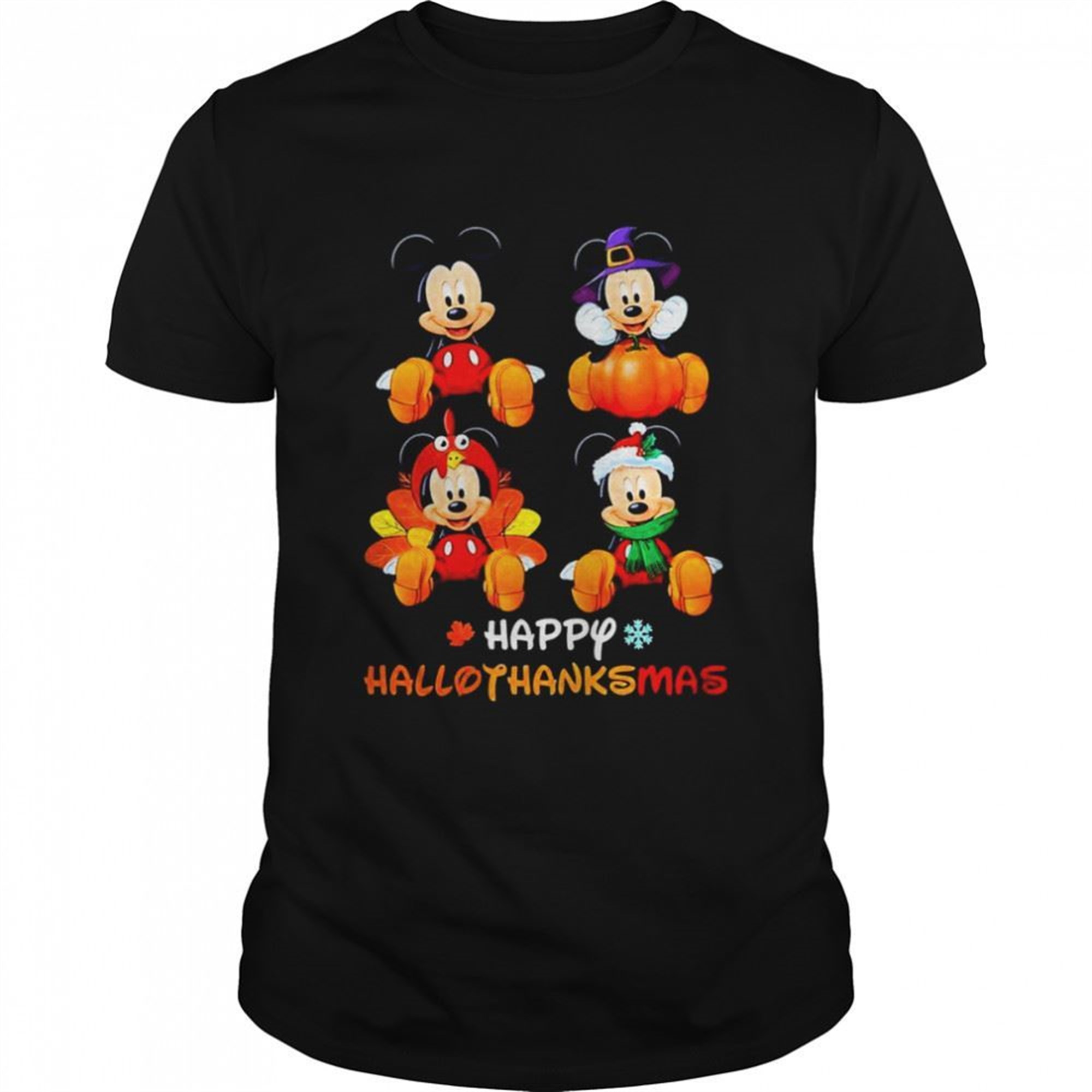 Happy Hallothanksmas Halloween Thanksgiving Christmas Mickey Mouse Thanksgiving T-shirt
