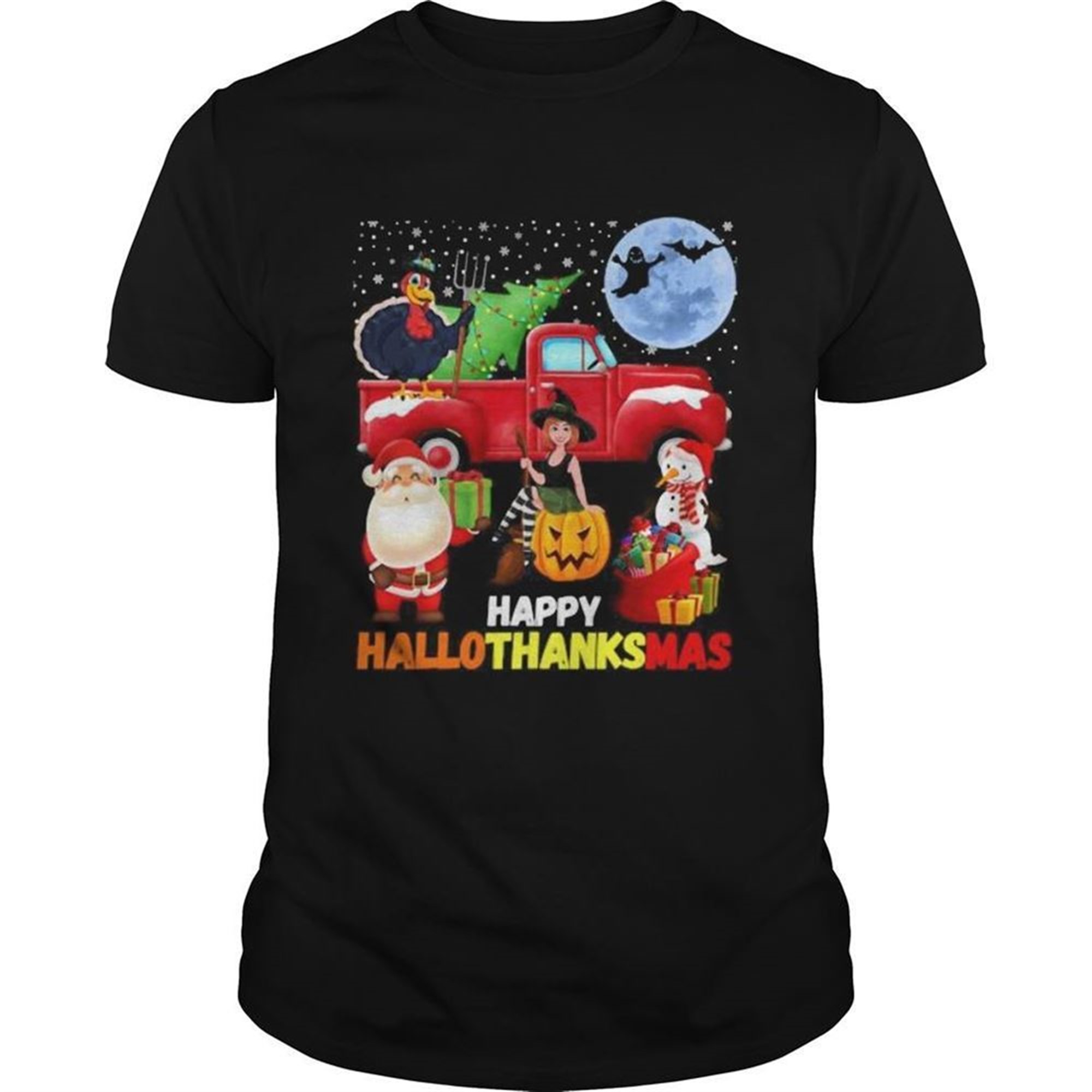 Happy Hallothanksmas Halloween Thanksgiving Christmas Shirt
