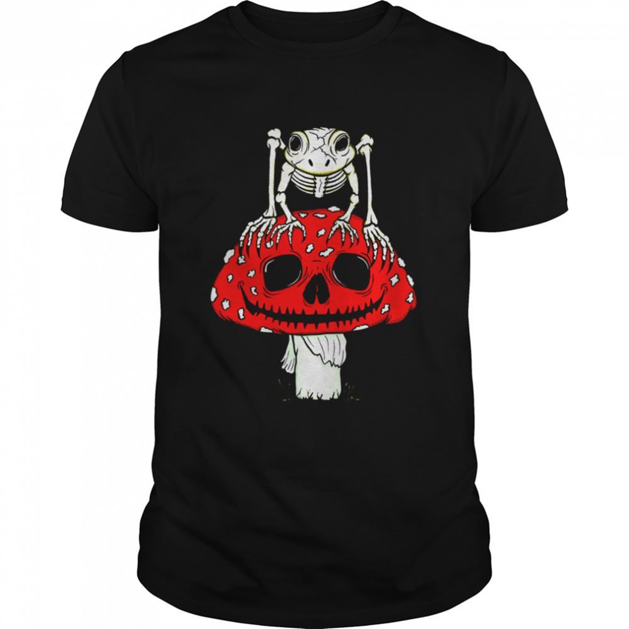 Happy Halloween Cottagecore Skeleton Frog Skull Mushroom Goth Halloween Shirt