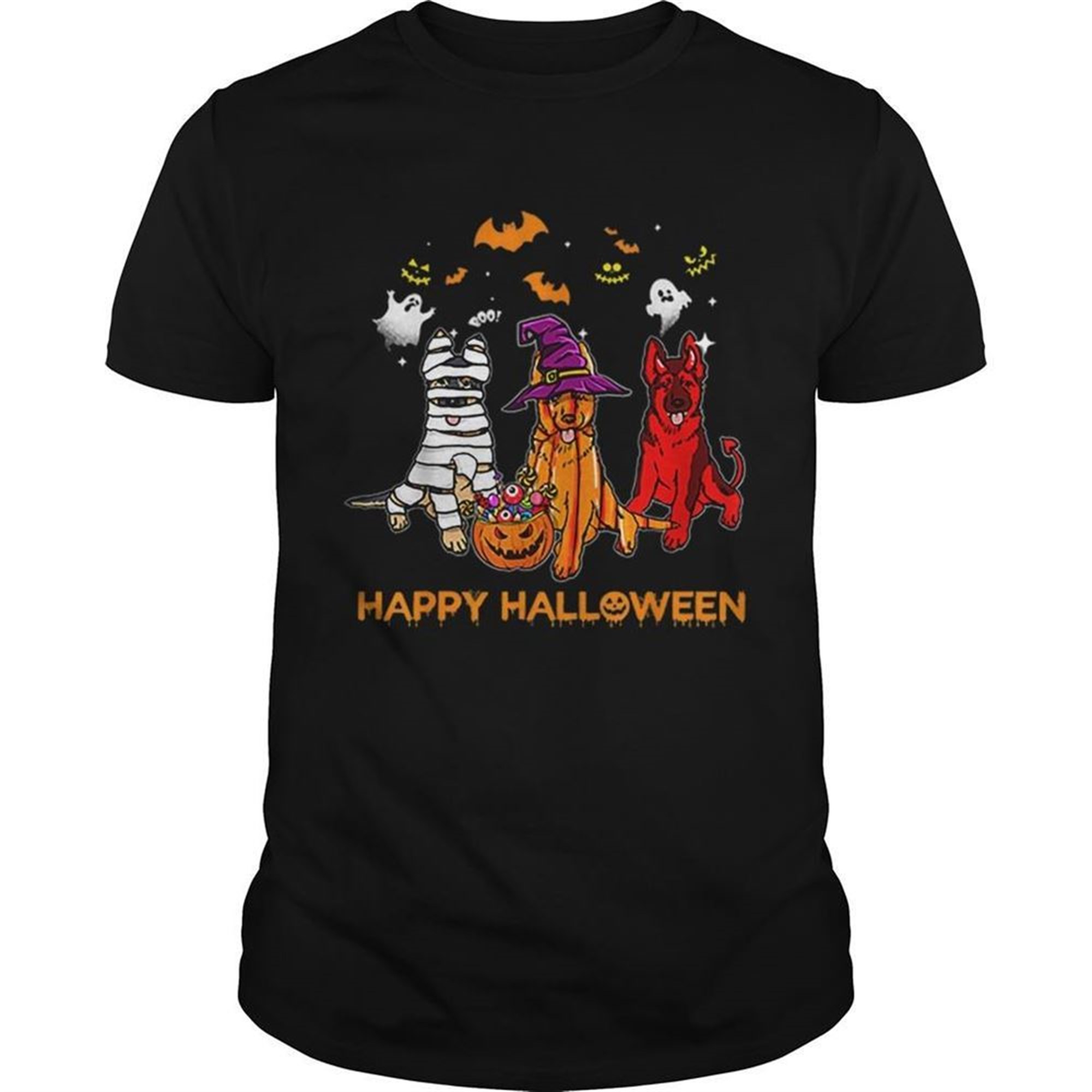 Happy Halloween German Shepherd Gift Pumpkin Mummy Shirt