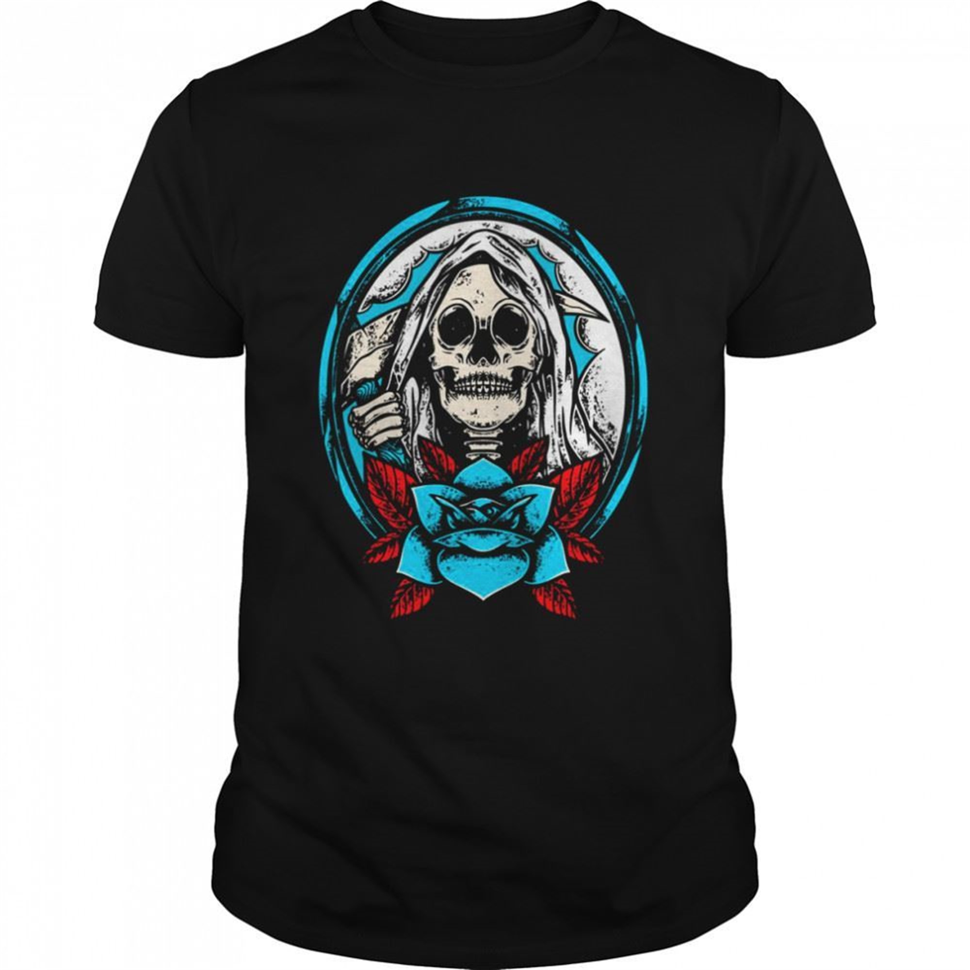 Happy Halloween Skull With Blue Roses Shirt