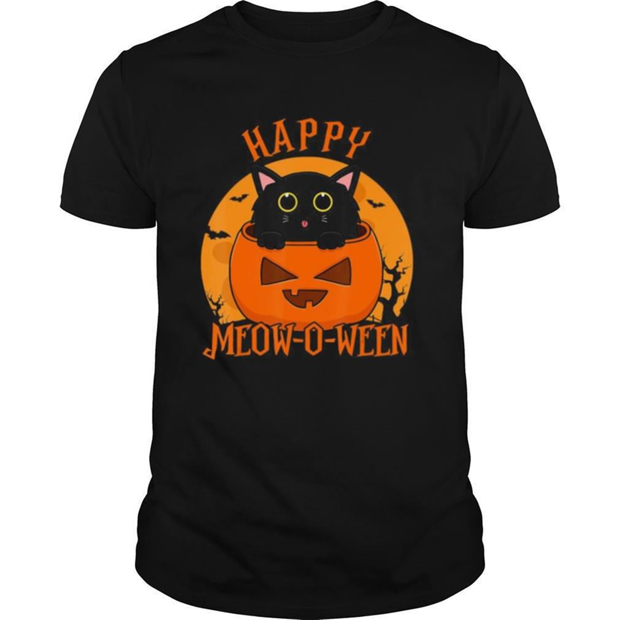 Happy Meow O Ween Blood Moon Halloween Shirt