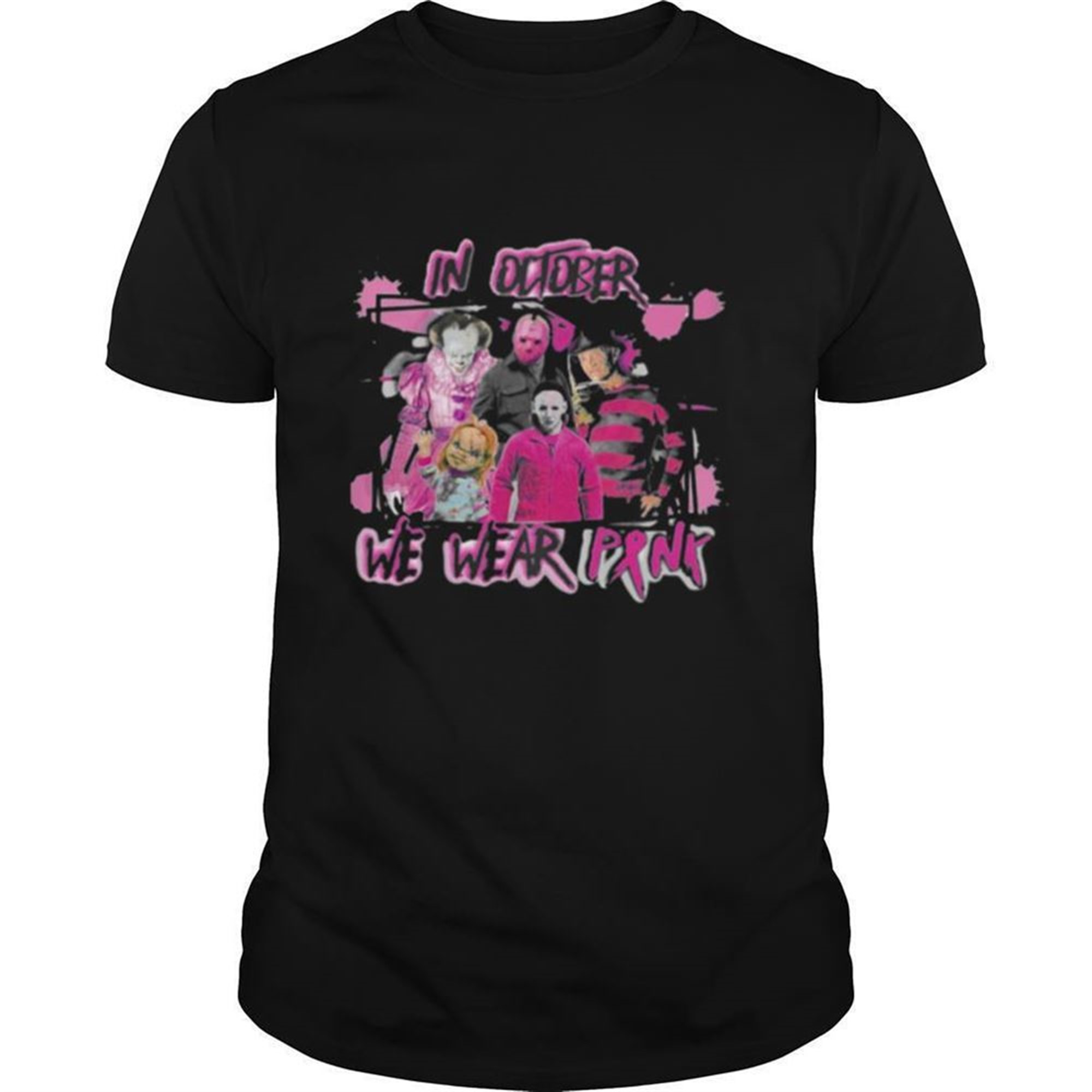 Horror Breast Cancer In October We Wear Pink Halloween Shirt