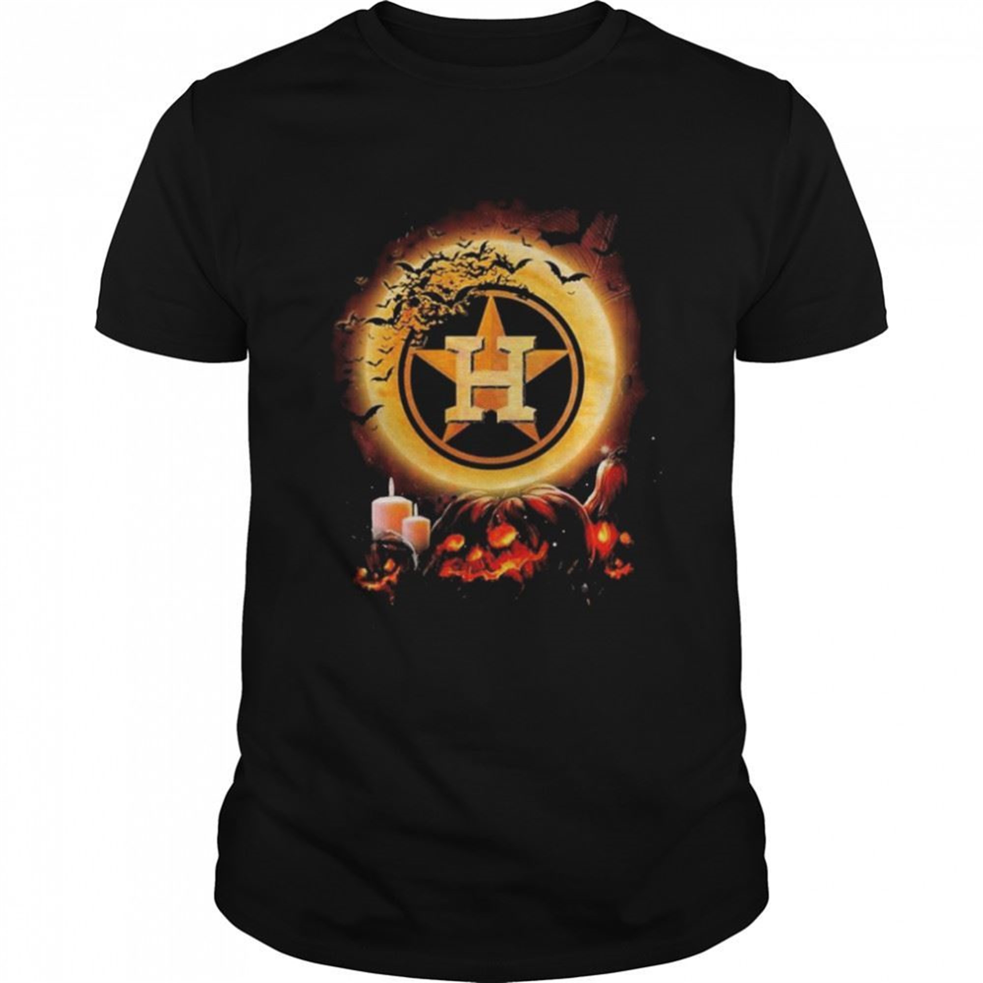 Houston Astros Football Pumpkin Moon Halloween Shirt