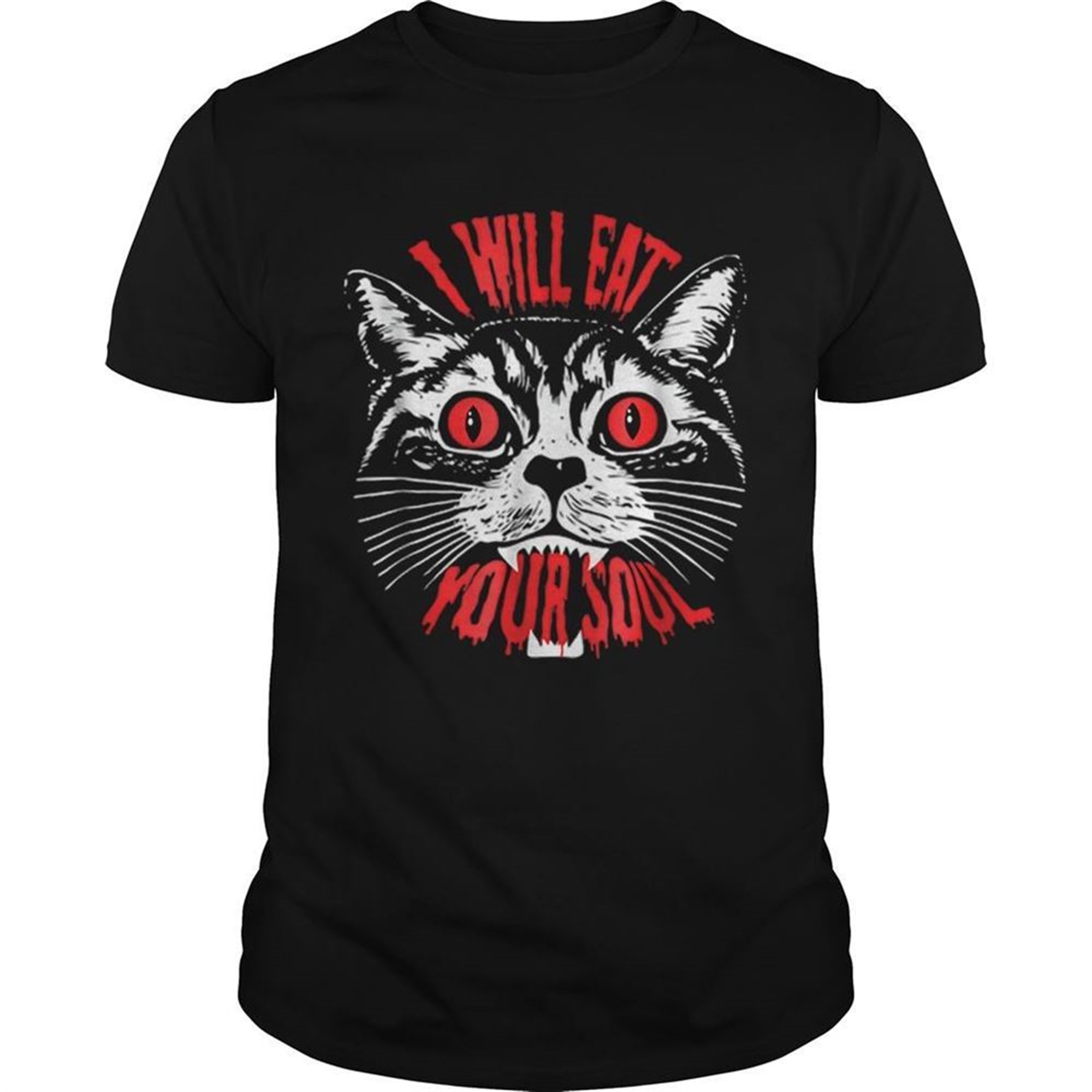 I Will Eat Your Soul Satanic Cat Spooky Halloween Shirt