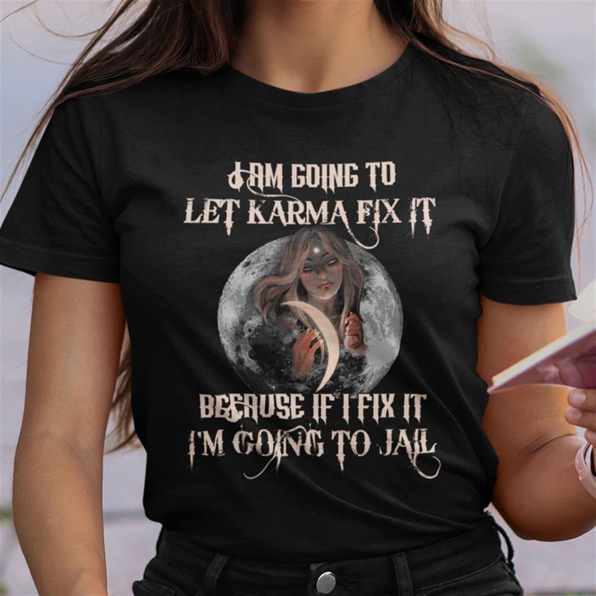 Im Going To Let Karma Fix It Shirt Halloween Moon Girl
