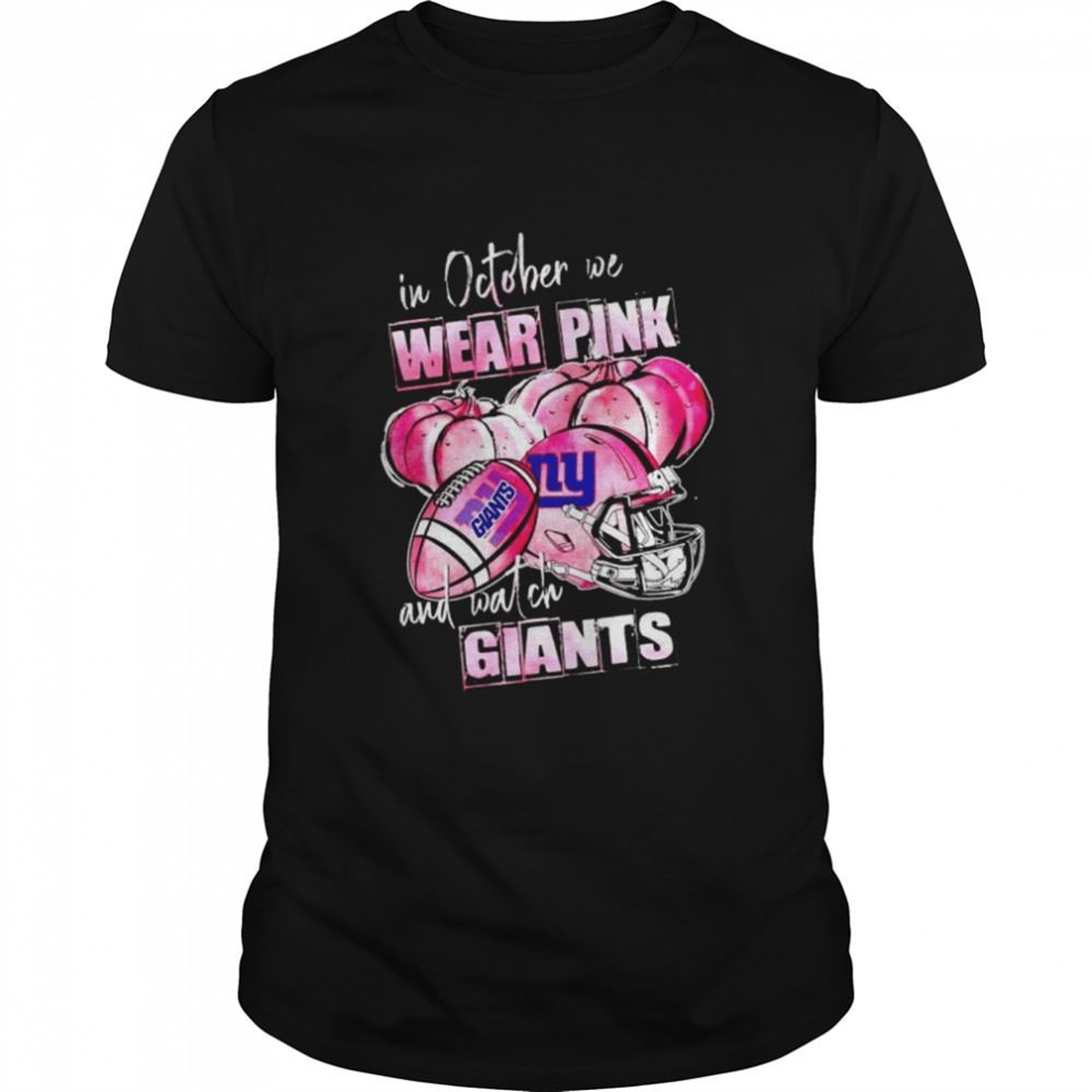 In October We Wear Pink And Watch Giants Breast Cancer Halloween Shirt