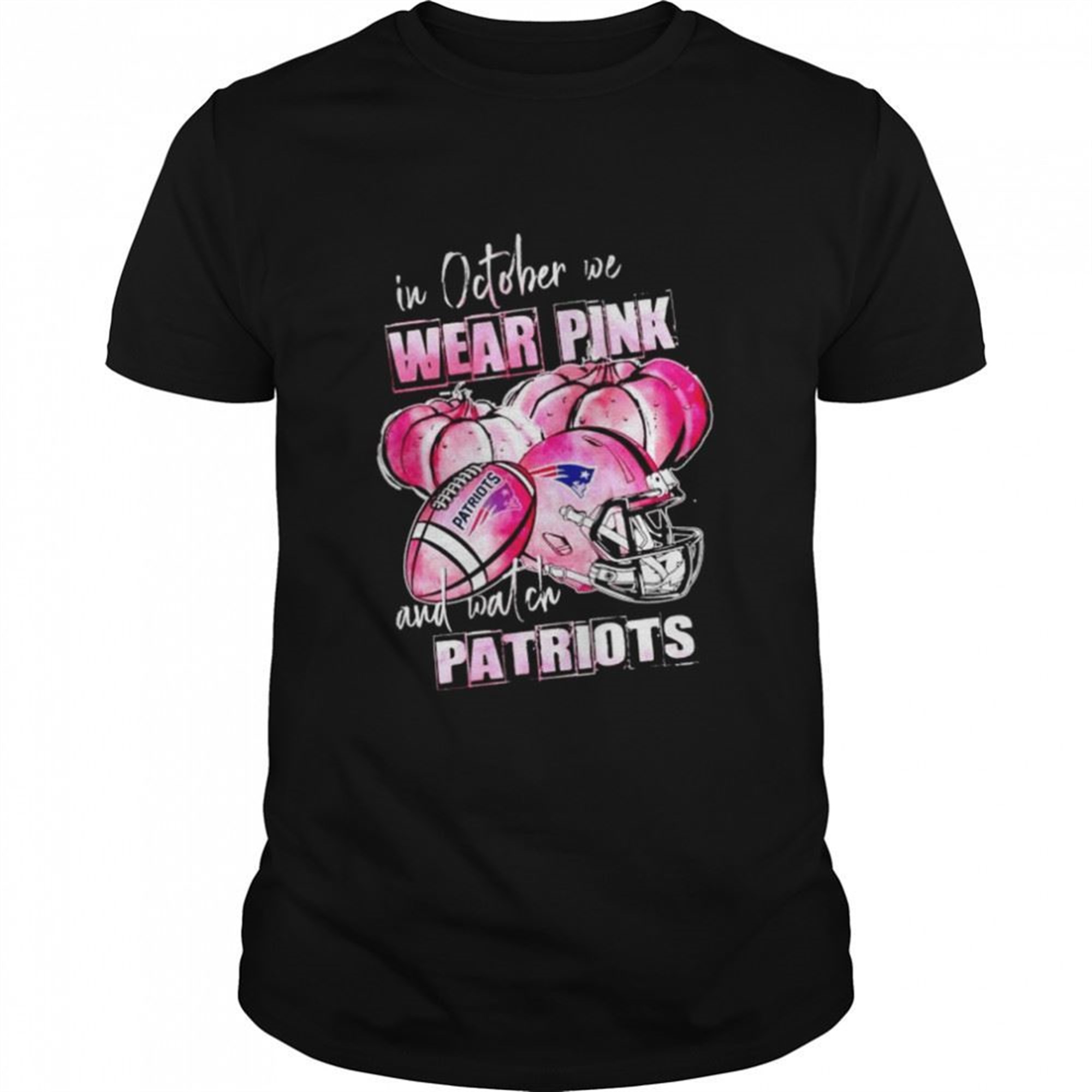 In October We Wear Pink And Watch Patriots Breast Cancer Halloween Shirt