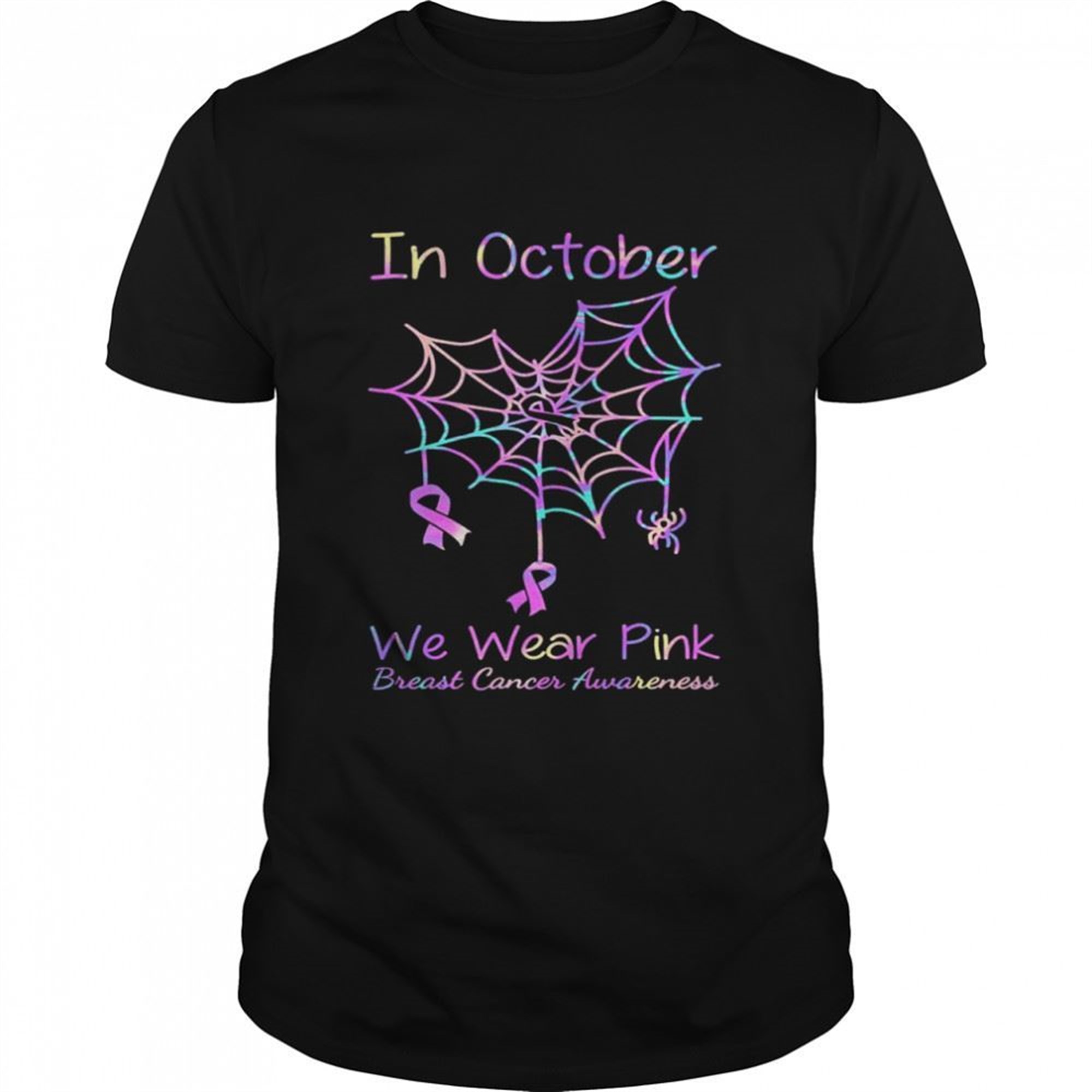 In October We Wear Pink Breast Cancer Awareness Halloween Shirt
