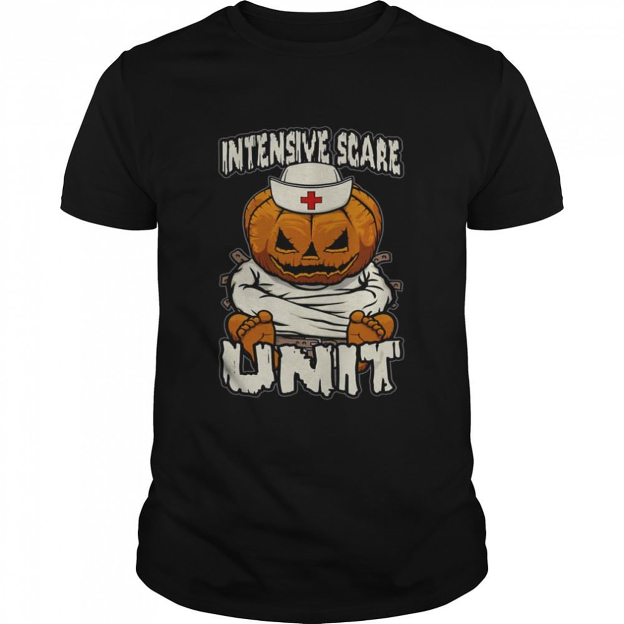 Intensive Scare Unit Icu Nurse Crazy Halloween Pumpkin Shirt