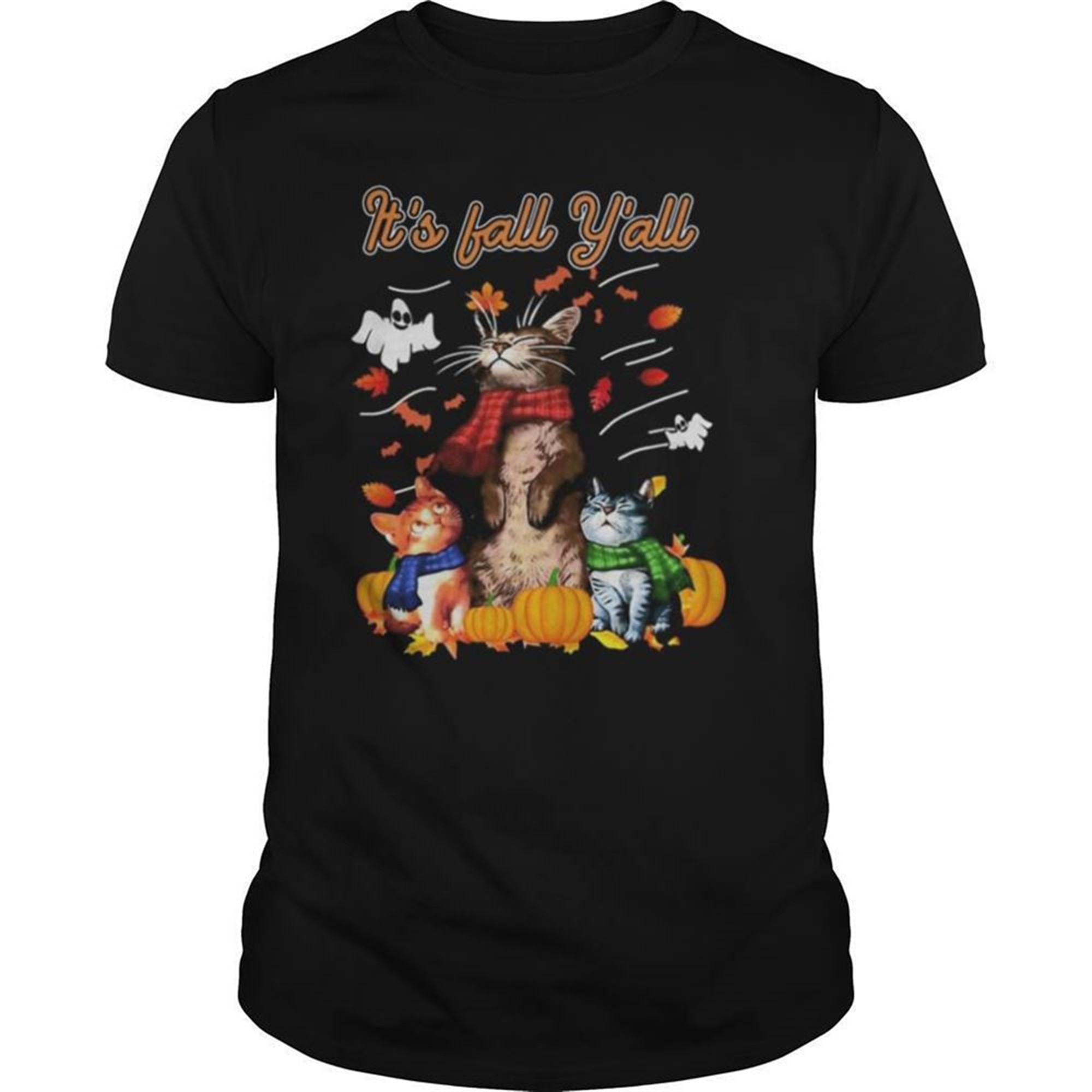 Its Fall Yall Cats Pumpkin Halloween Shirt