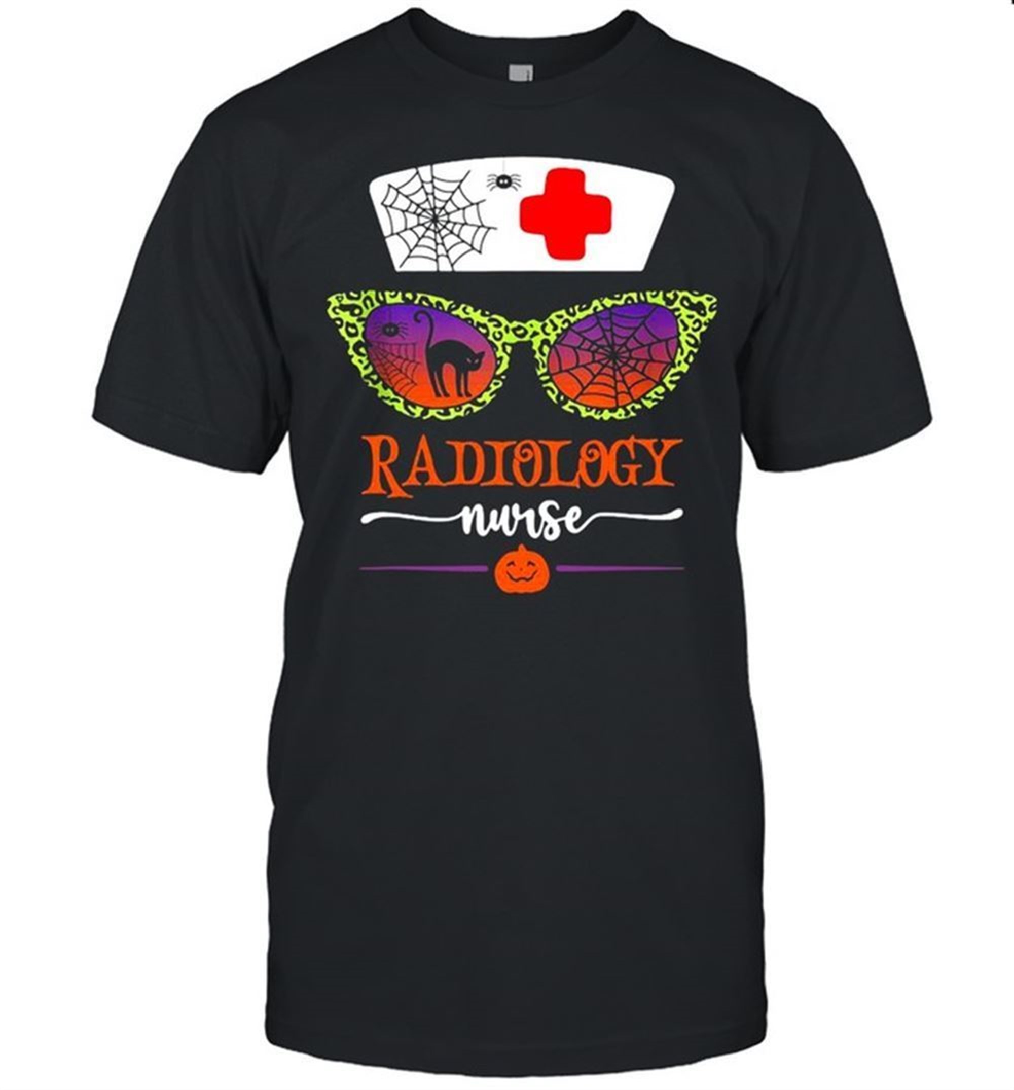 Jack O Lantern Leopard Pumpkin Nurse Halloween Sunglasses T-shirt