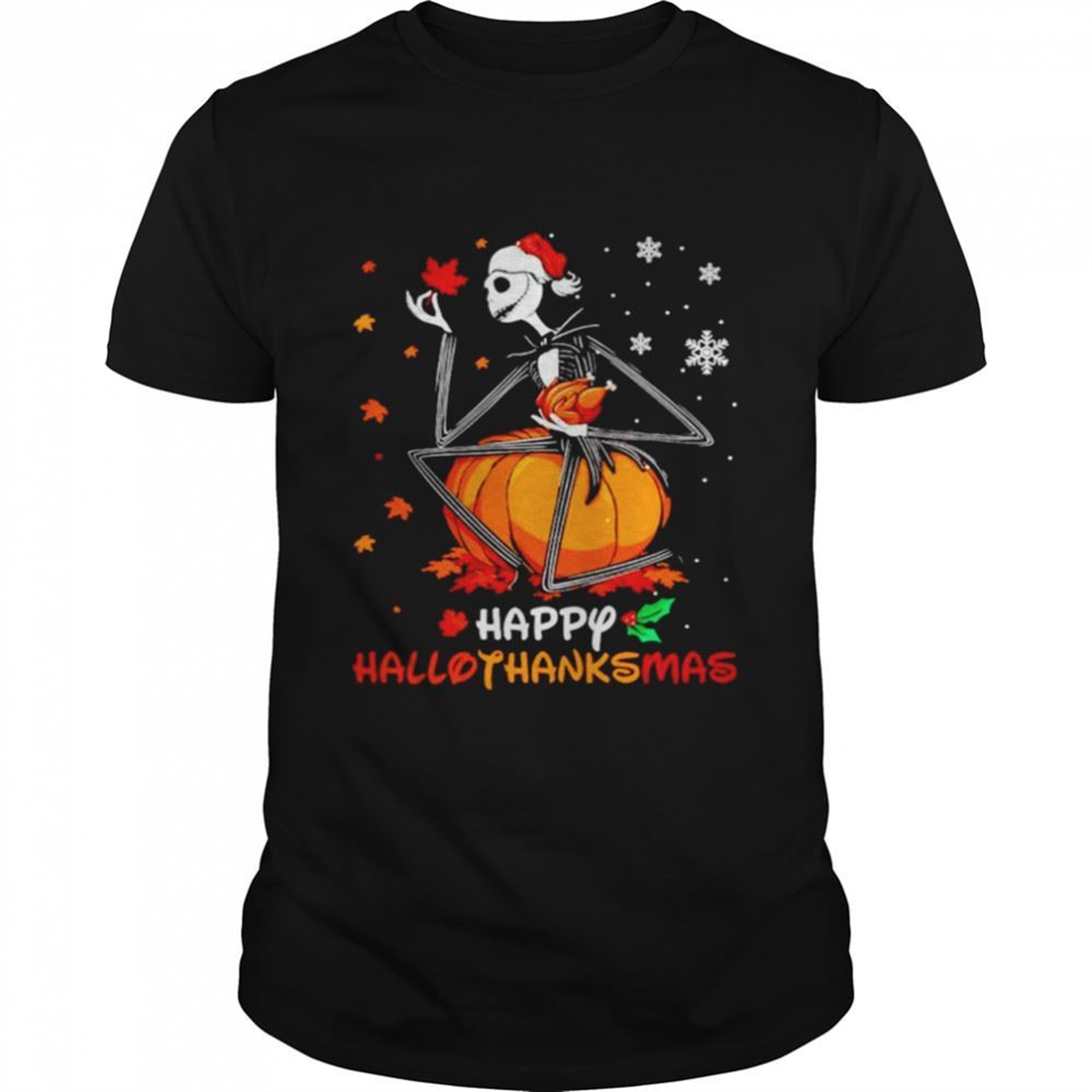 Jack Skellington Happy Halloweenthanksmas Thanksgiving T-shirt