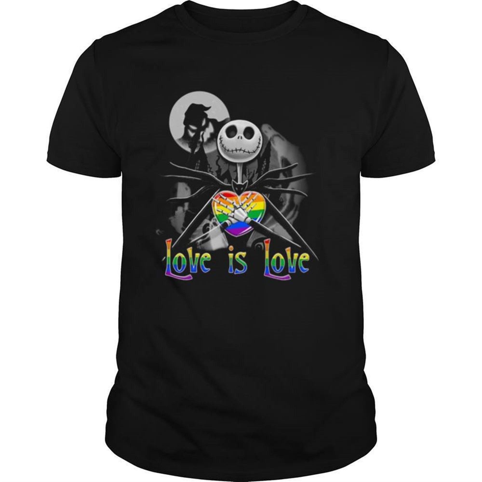Jack Skellington Hug Heart Lgbt Love Is Love Halloween Shirt