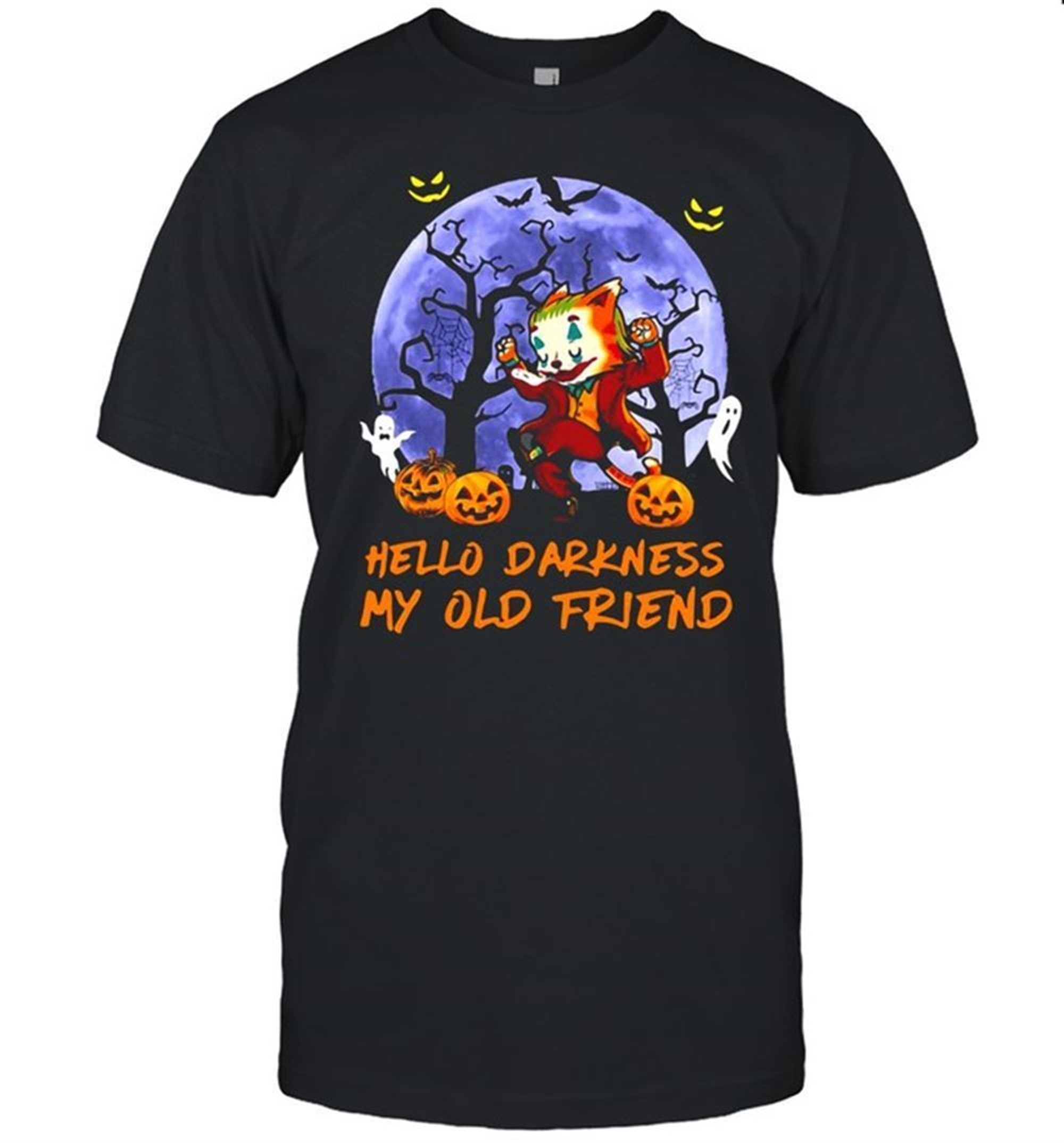 Joker Cat Hello Darkness My Old Friend Halloween T-shirt