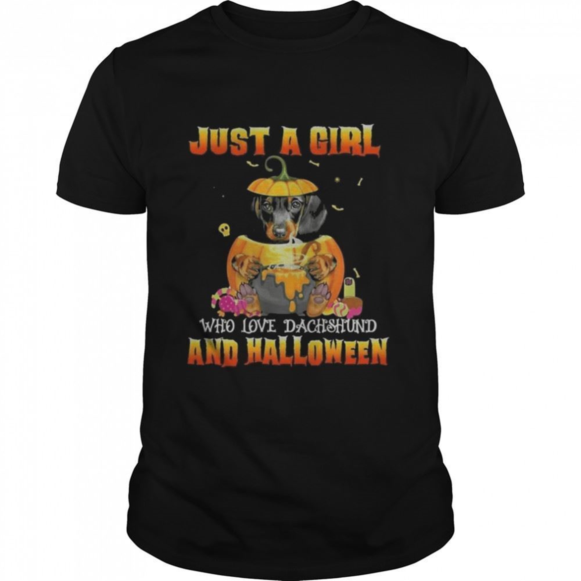 Just A Girl Who Love Dachshund And Halloween Shirt