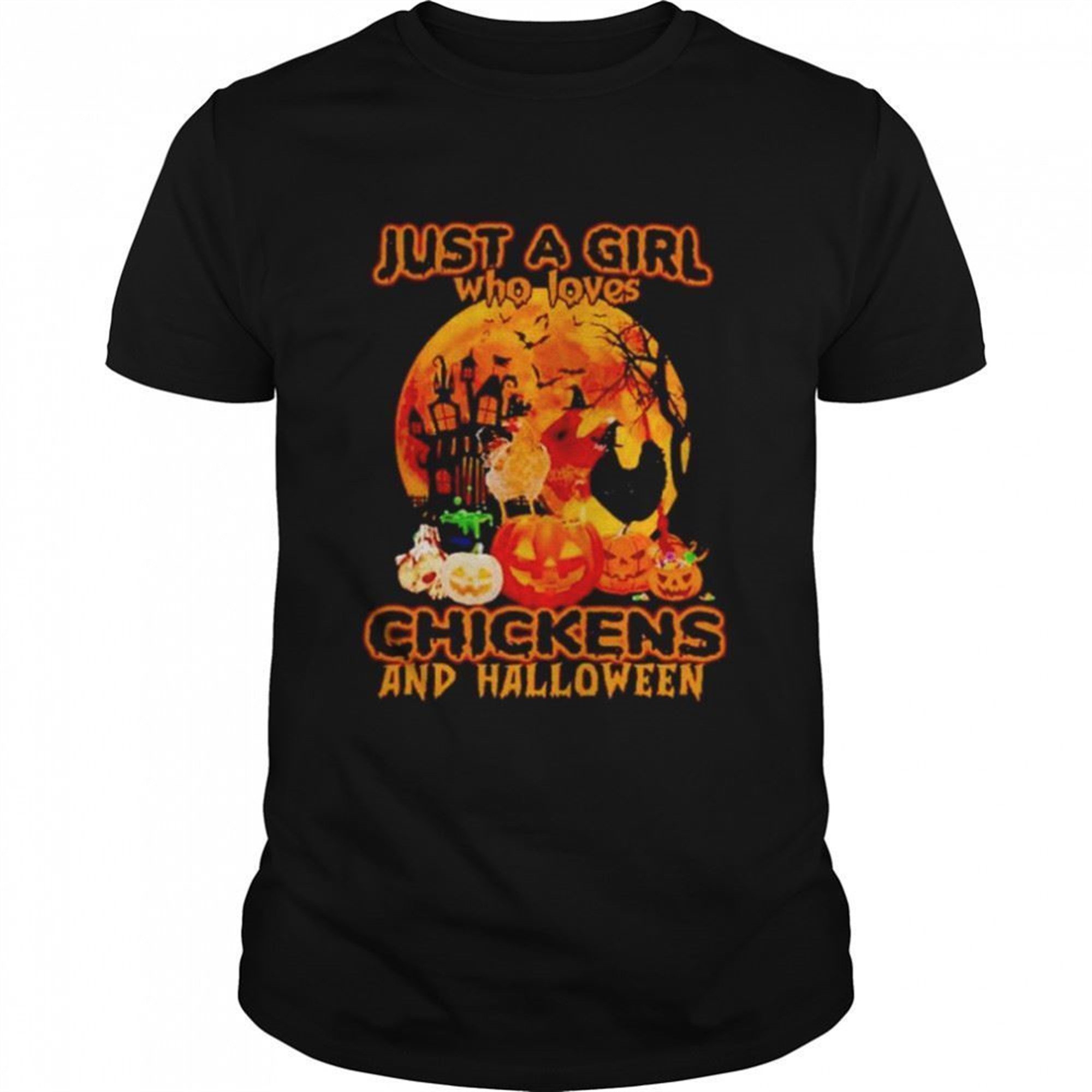Just A Girl Who Loves Chickens And Halloween Shirt