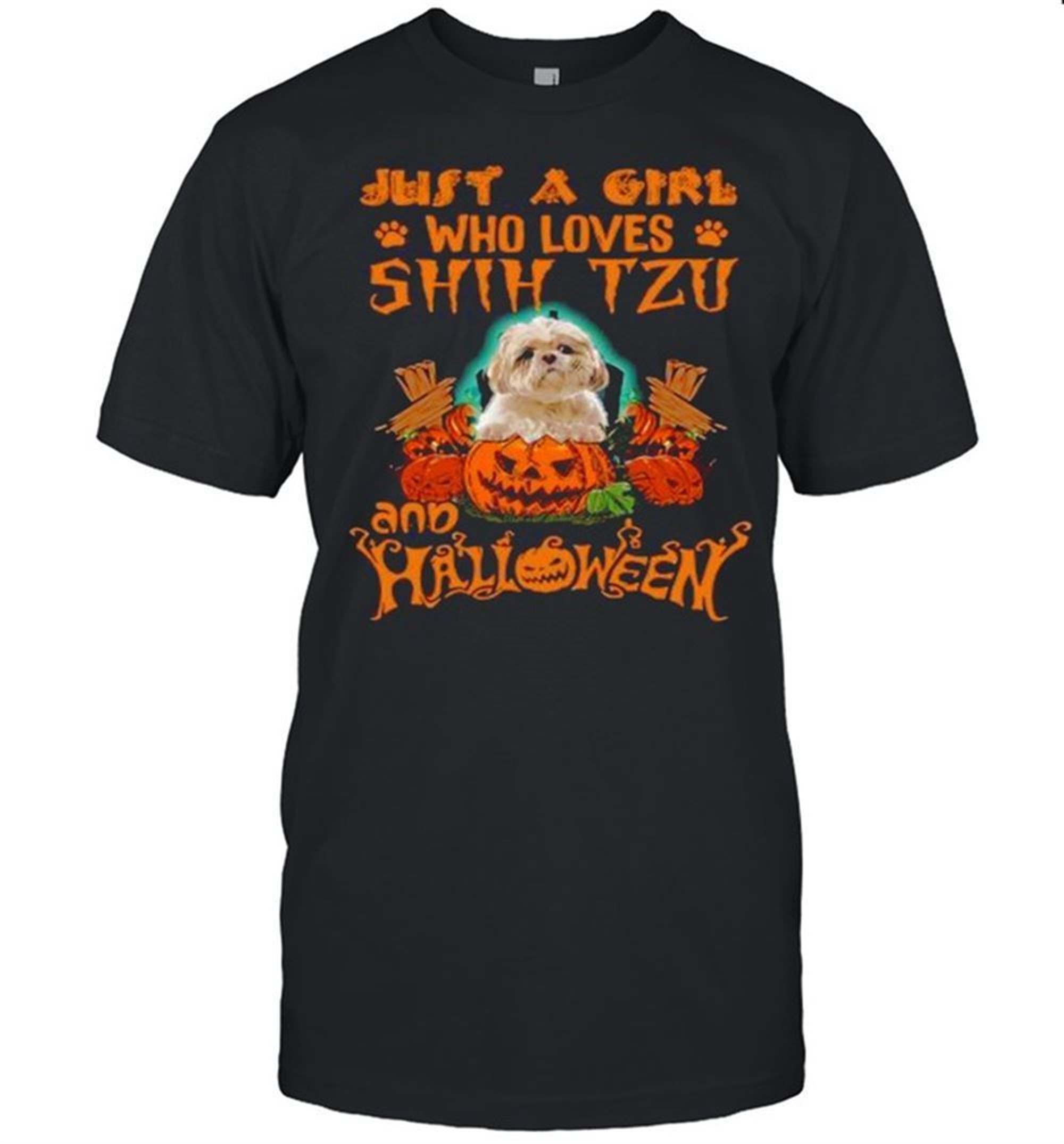 Just A Girl Who Loves Shih Tzu And Halloween Shirt