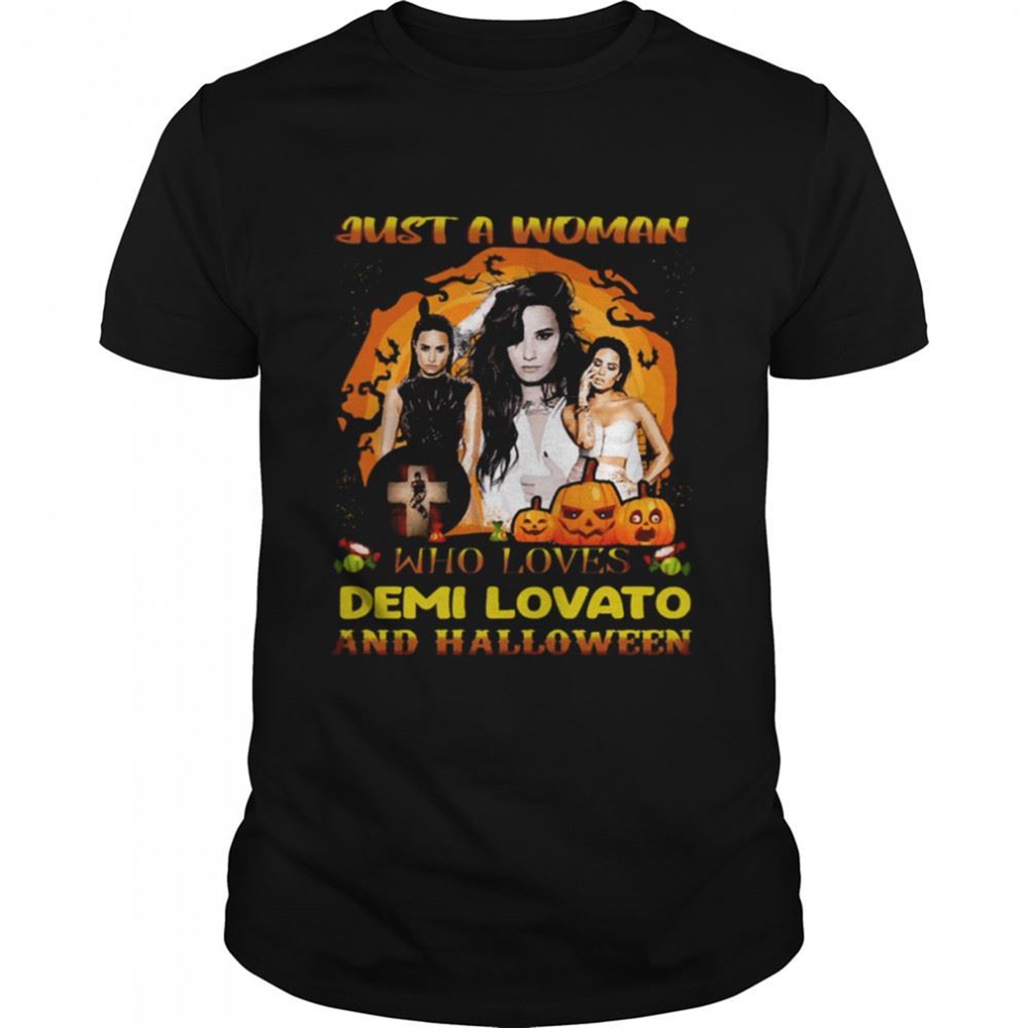 Just A Woman Who Loves Demi And Halloween Shirt