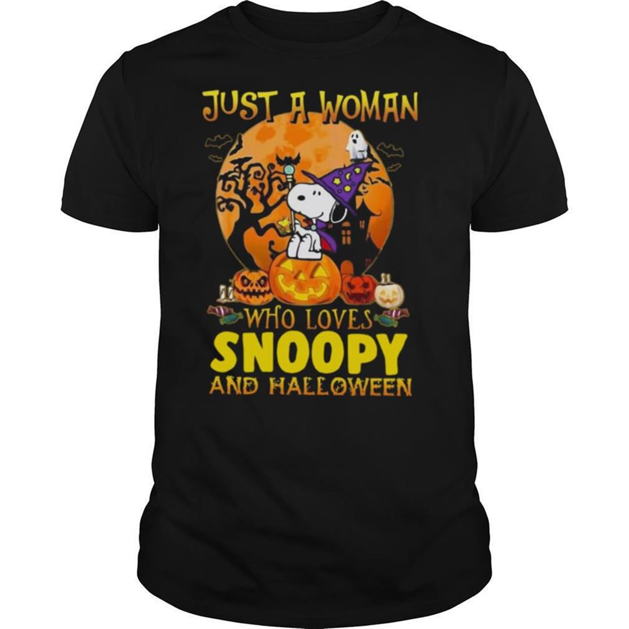 Just A Woman Who Loves Snp And Halloween Shirt