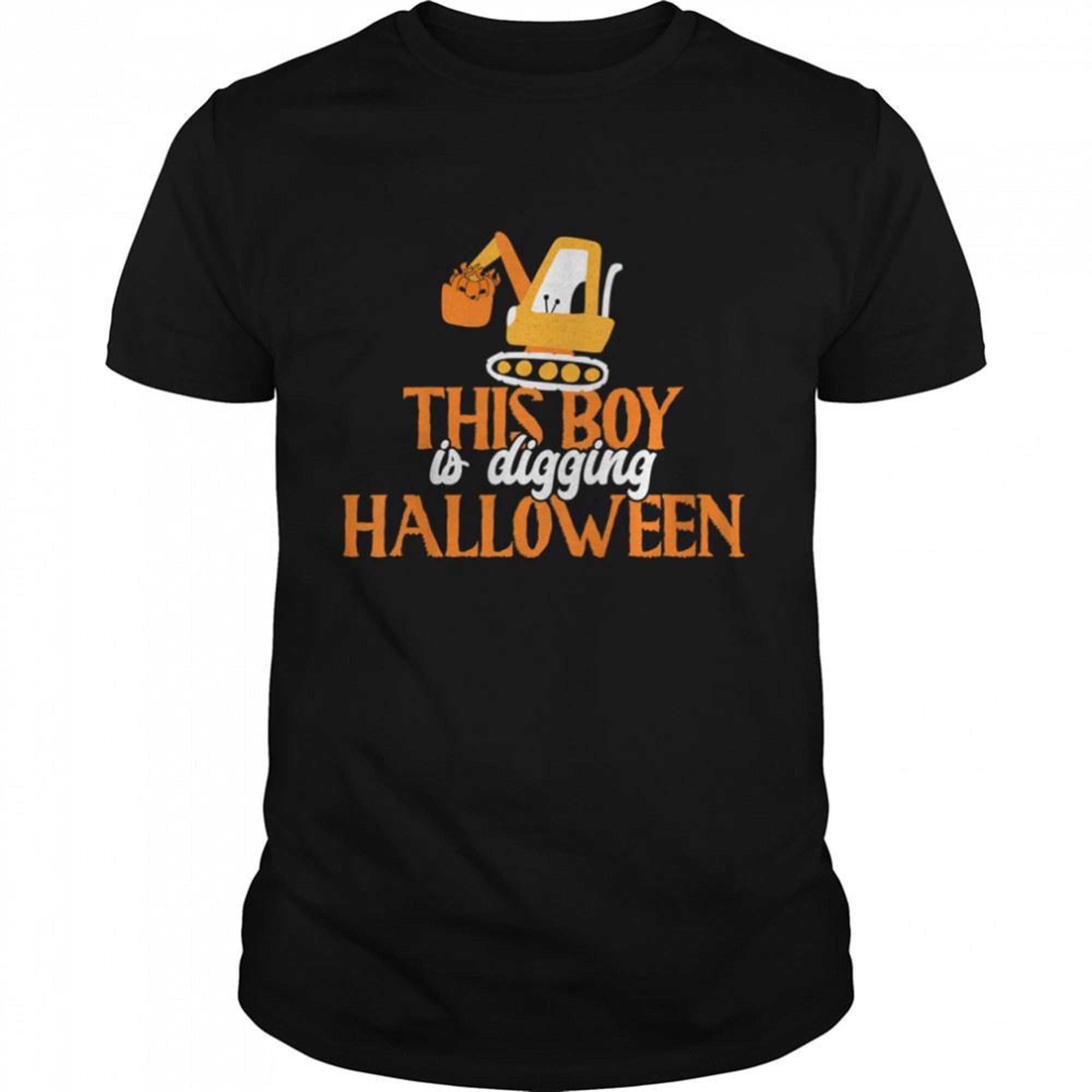 Kids Jack O Lantern Excavator This Boy Is Digging Halloween T-shirt