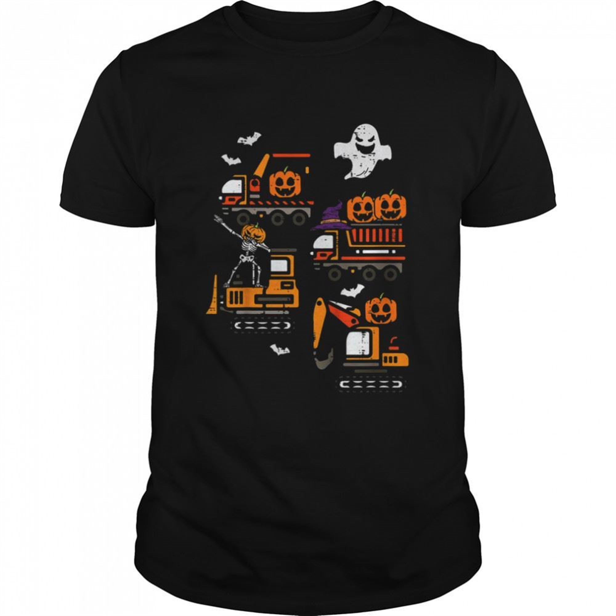 Kids Spooky Construction Trucks Halloween Costume Toddler Boys T-shirt