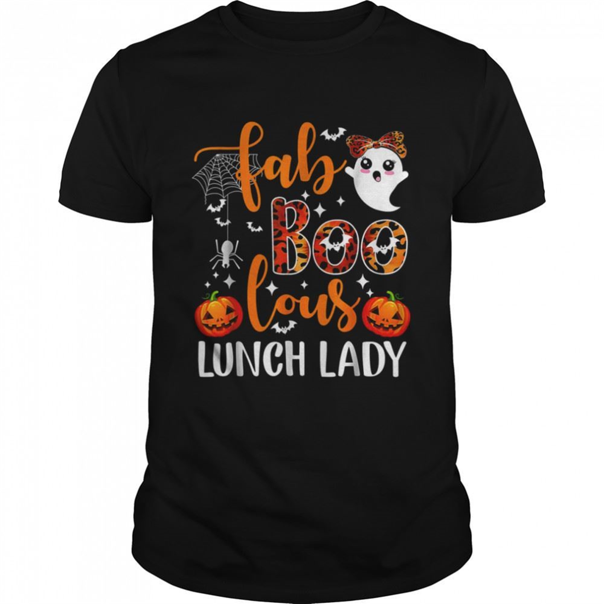 Leopard Fab Boo Lous Lunch Lady Team Teacher Halloween T-shirt