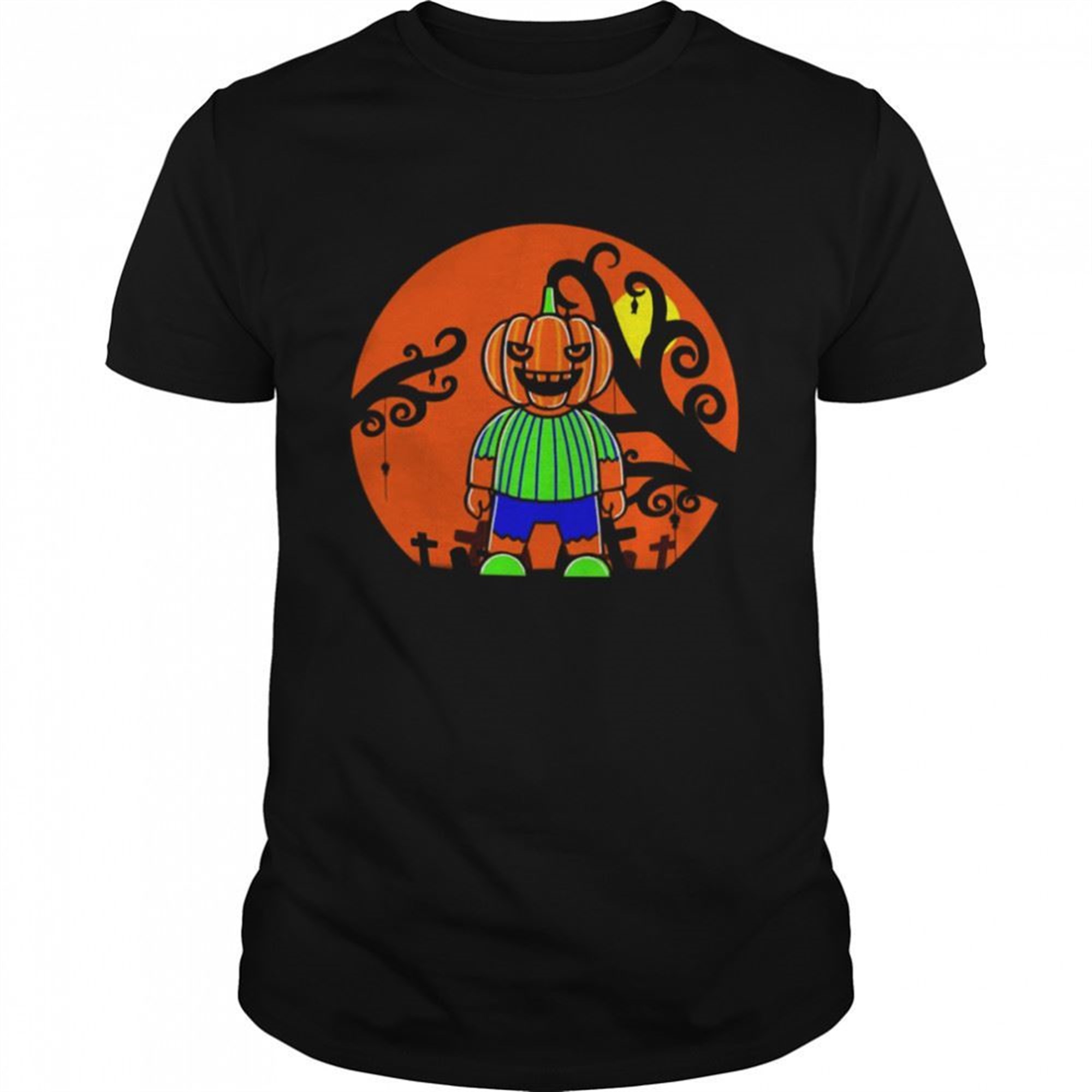 Lovely Chibi Pumpkin In Cemetery Halloween Shirt