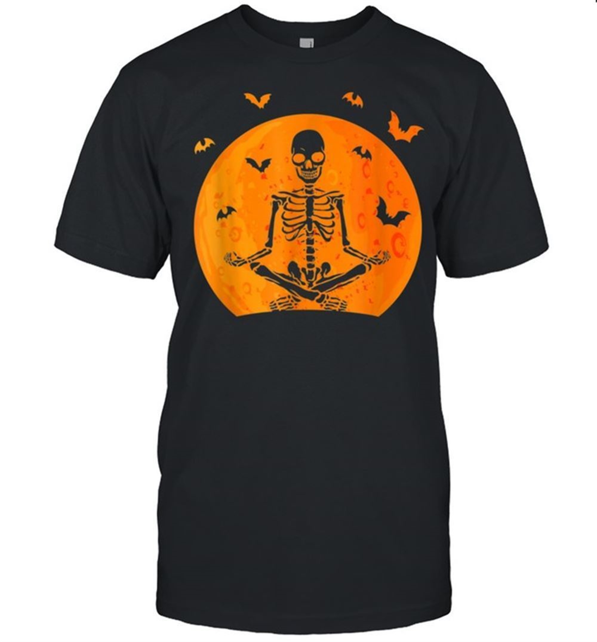 Meditating Skeleton Yoga Under Sunset Yoga Halloween Shirt