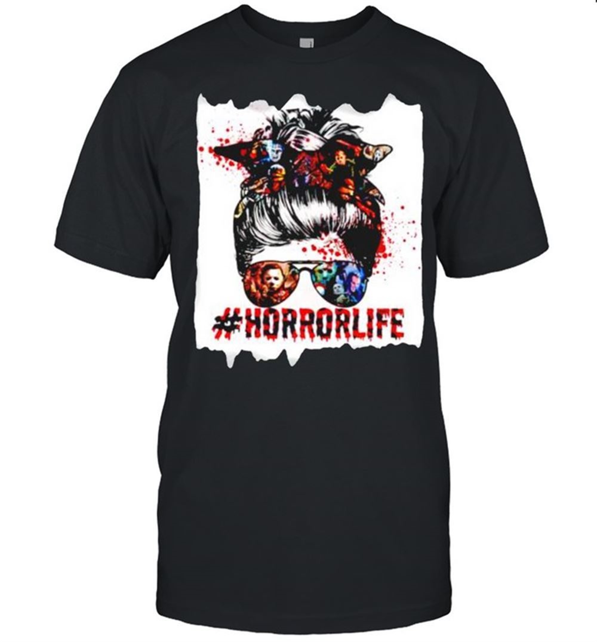 Messy Bun Horror Life Halloween Shirt