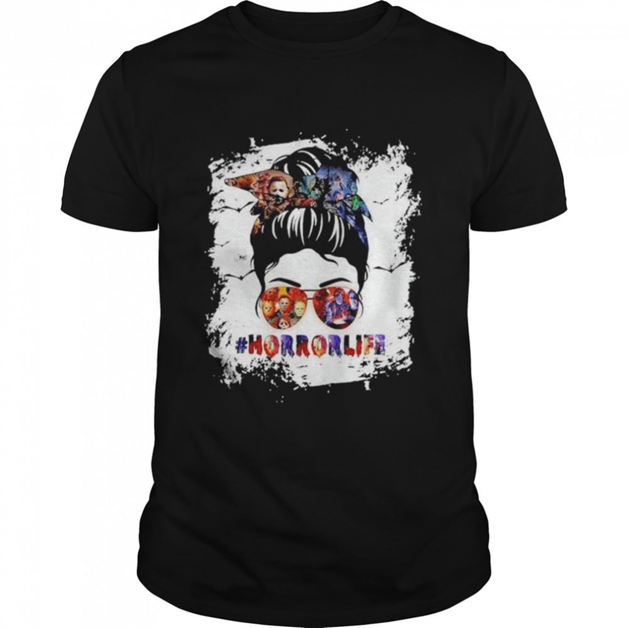 Messy Bun Horror Life Halloween T-shirt