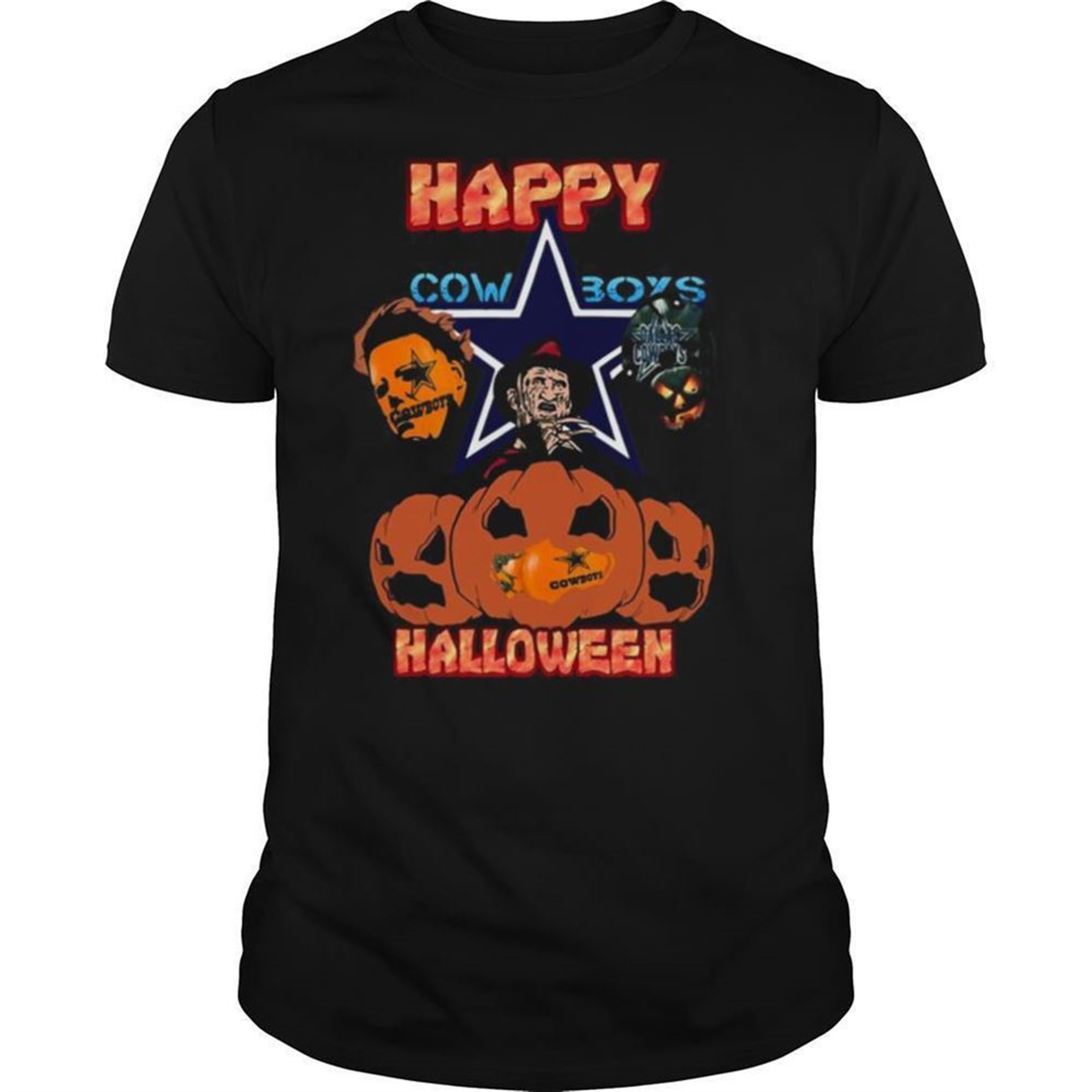 Michael Myers And Freddy Krueger And Jason Voorhees Happy Cow Boys Halloween Shirt