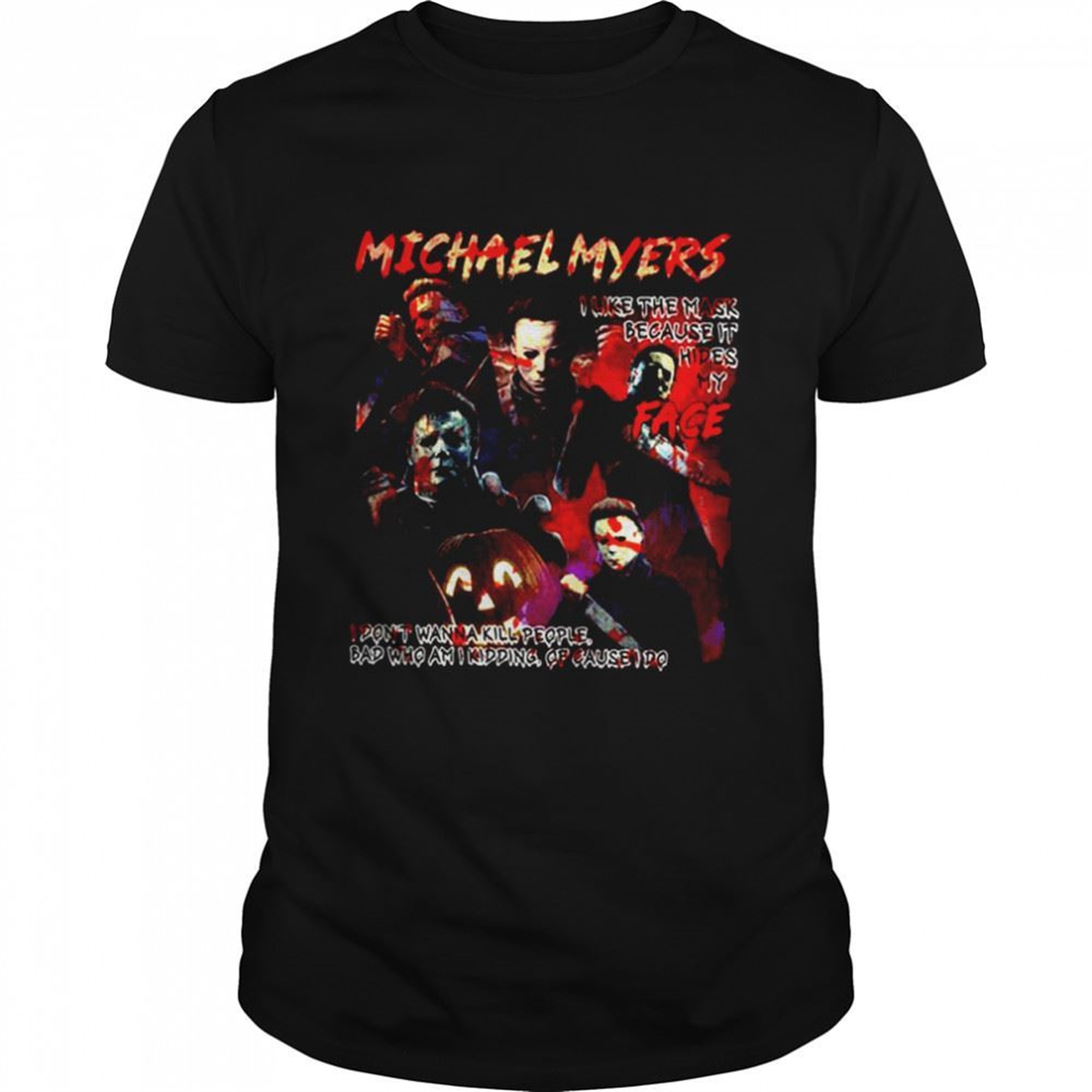 Michael Myers Horror Movie Characters Cool Art Pumpkin Halloween Shirt