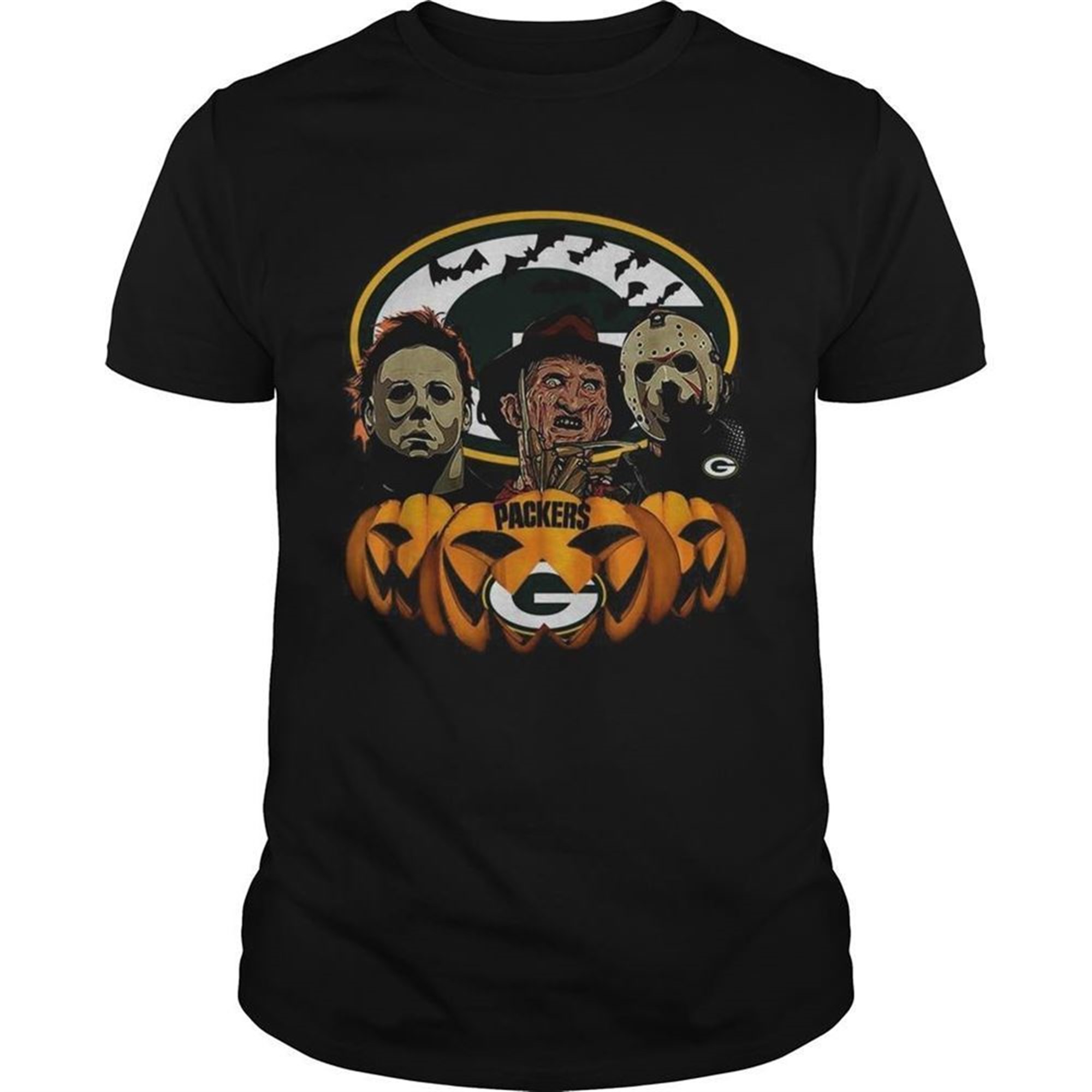 Michael Myers Jason Voorhees And Freddy Krueger Green Bay Packers Halloween Shirt