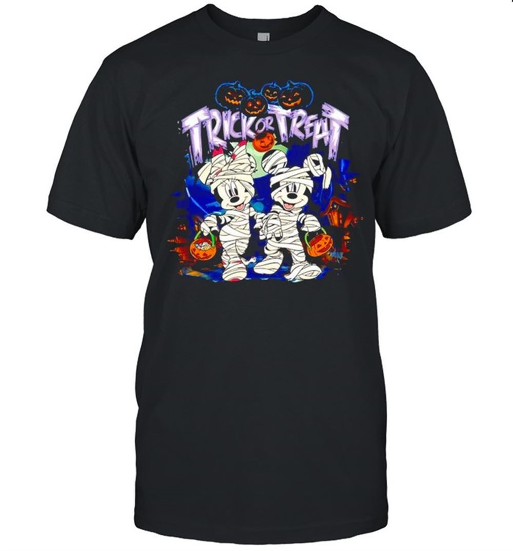 Mickey And Minnie Trick Or Treat Happy Halloween Shirt