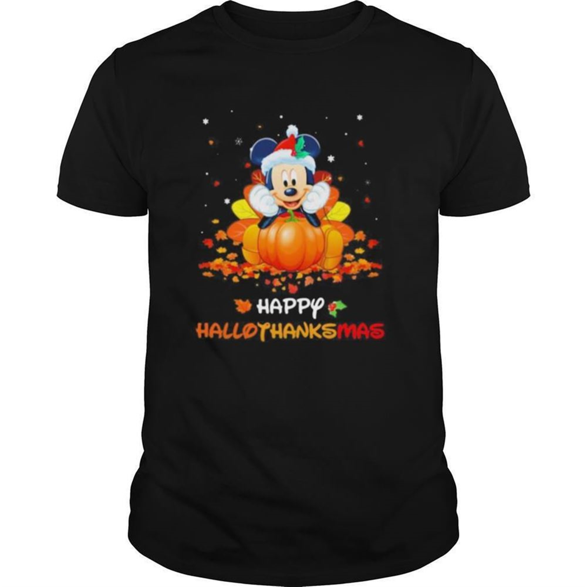 Mickey Mouse Happy Hallothanksmas Halloween Thanksgiving Christmas Shirt