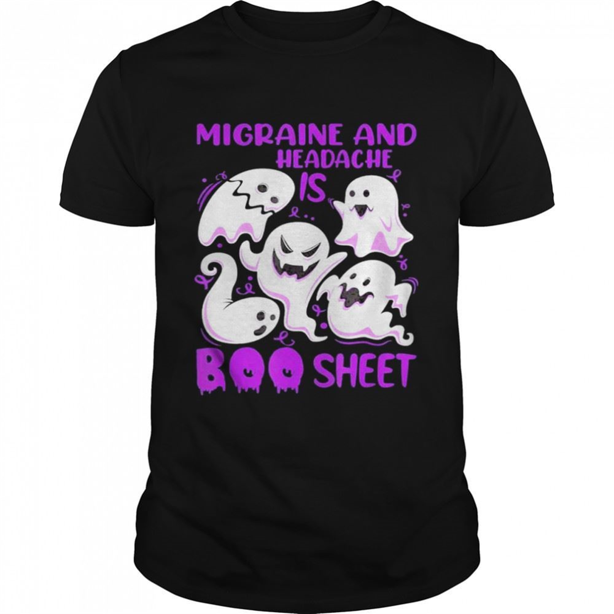 Migraine And Headache Is Boo Sheet Purple Halloween Ghost Shirt